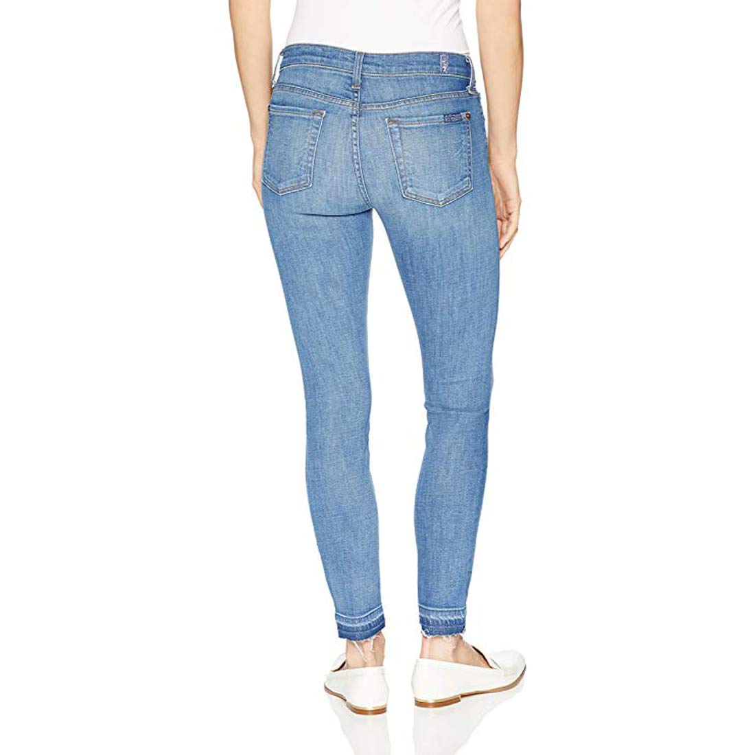 7 For All Mankind Women's Ankle Skinny Mid Rise Jeans - Stretch Denim Pants for Casual Wear & Everyday Comfort | Perfect for Work, Date Night & Weekend Outfits