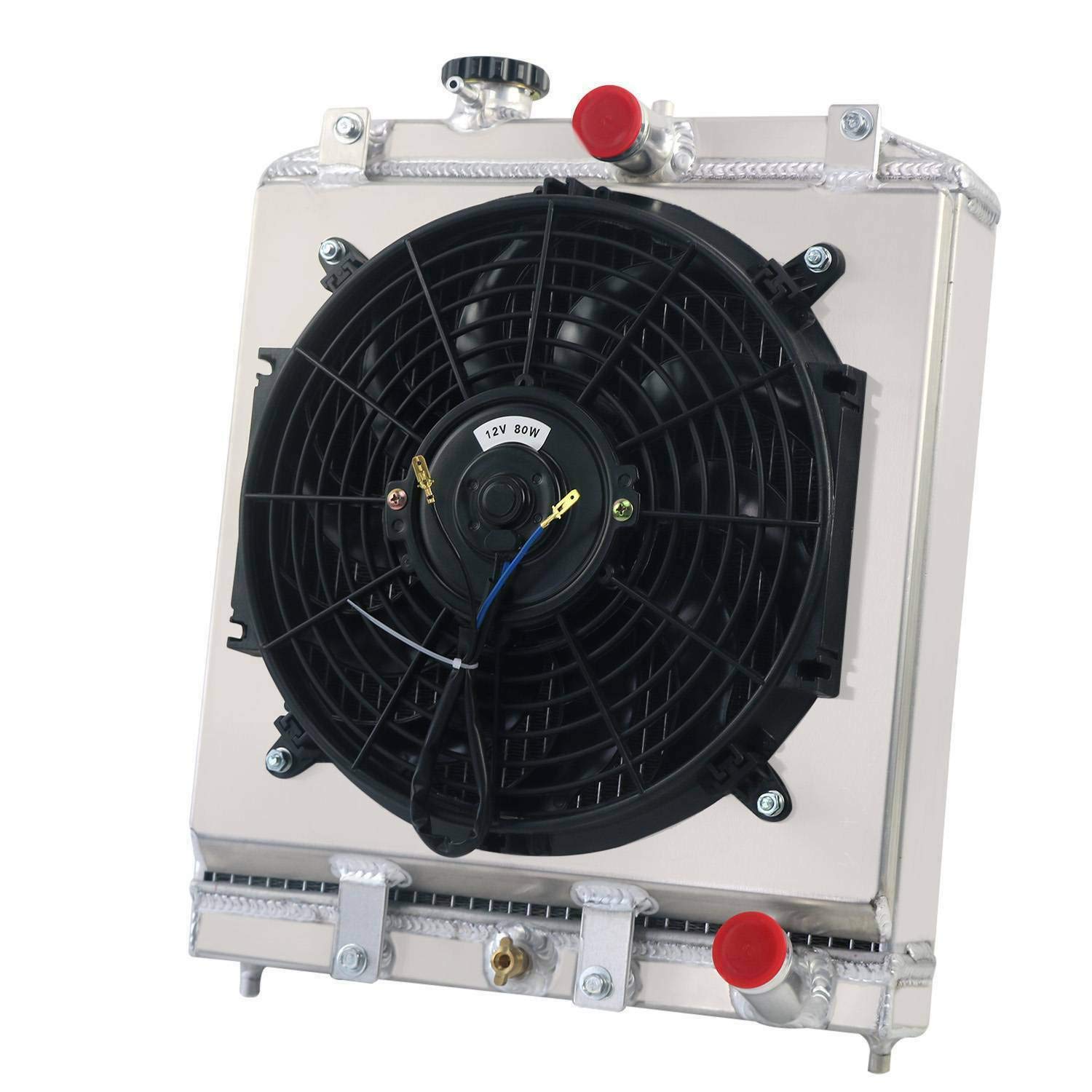 CoolingCare All Aluminum 2-Row Core Radiator with 12-Inch Fan Shroud & Relay Kits - Compatible with Acura Integra/Honda Civic Del Sol EJ EK EG DB DC (1992-2001 MT) - Perfect for Engine Cooling & Performance Upgrades