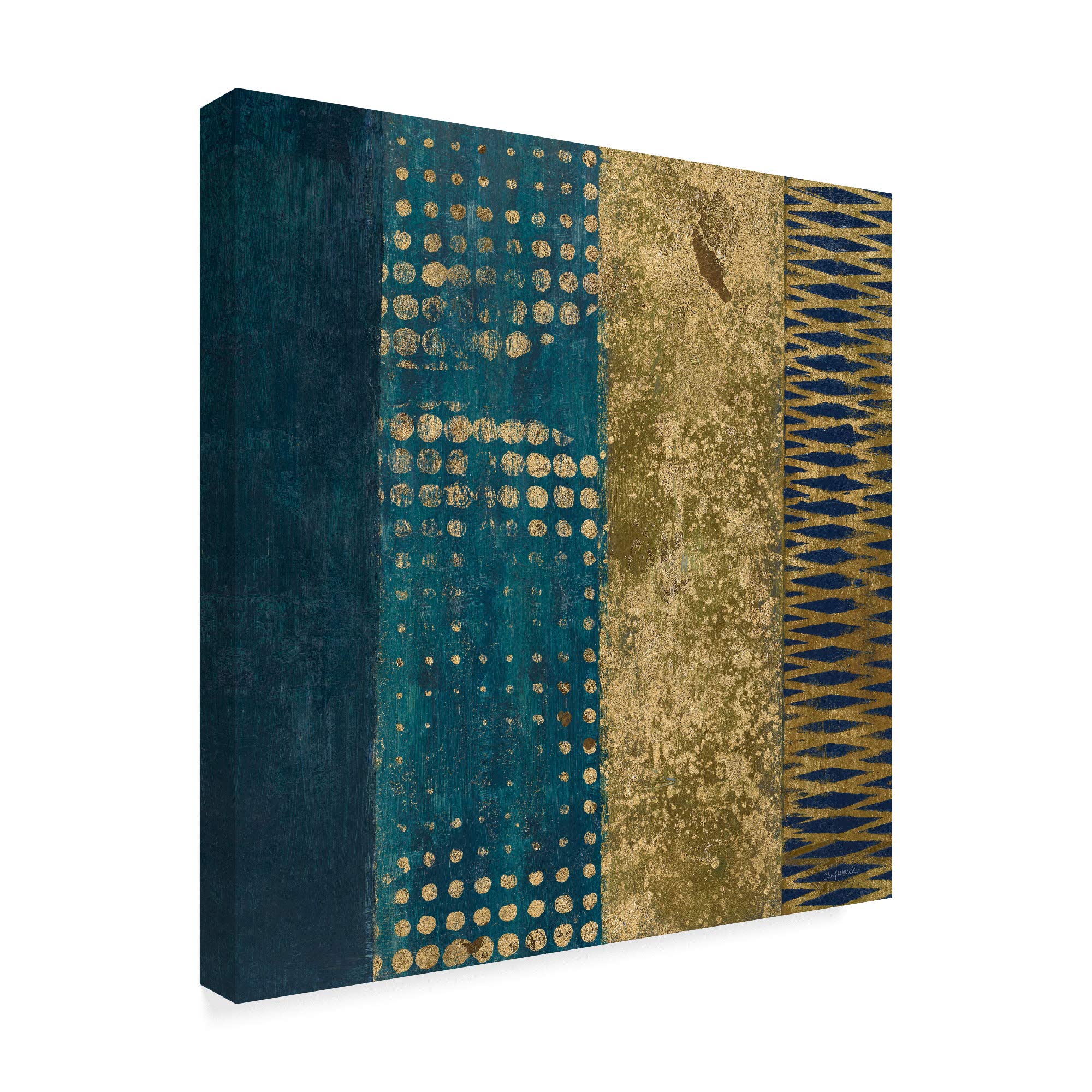 Trademark Fine Art Juxtapose III Metallic Abstract Painting by Cheryl Warrick - 18x18 Inch Wall Art for Living Room, Bedroom & Office Decor