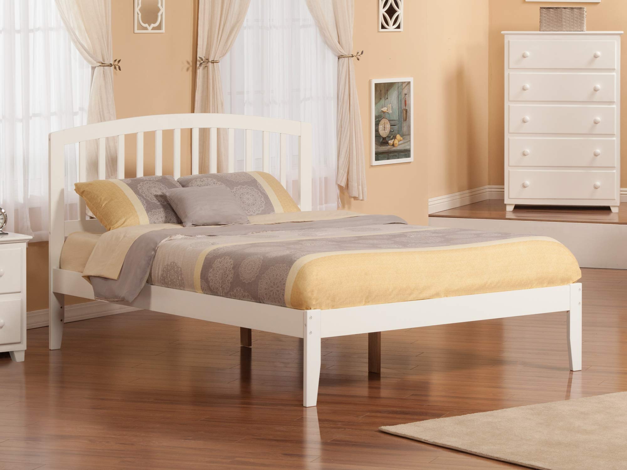 AFI Richmond Platform Bed Frame with Open Footboard - Modern White Wooden Bed for Small Spaces - Perfect for Apartments, Dorms & Guest Rooms