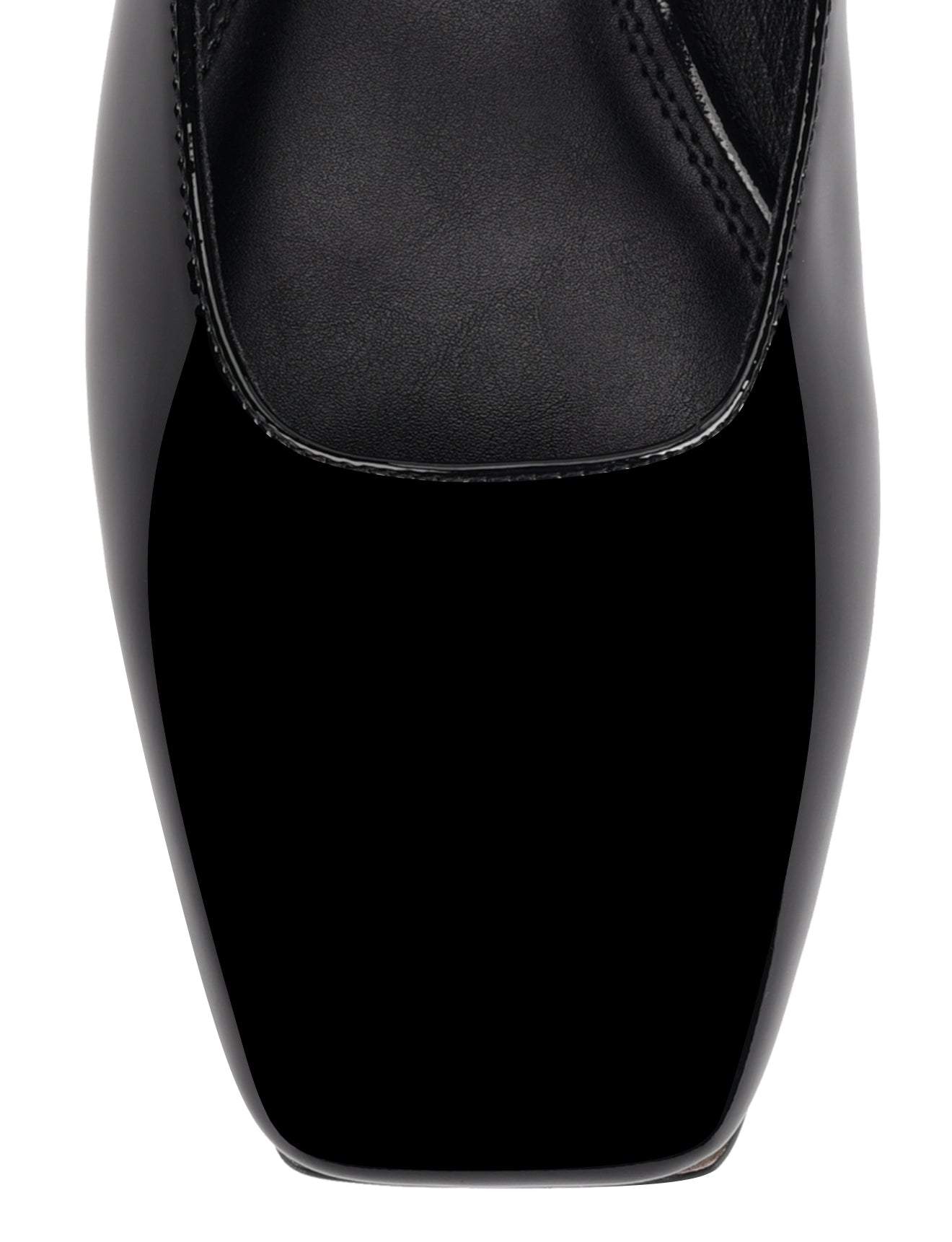 Xandria Women's Square Toe Ballet Flats - Black Patent Leather Shoes for Work, Office & Casual Wear