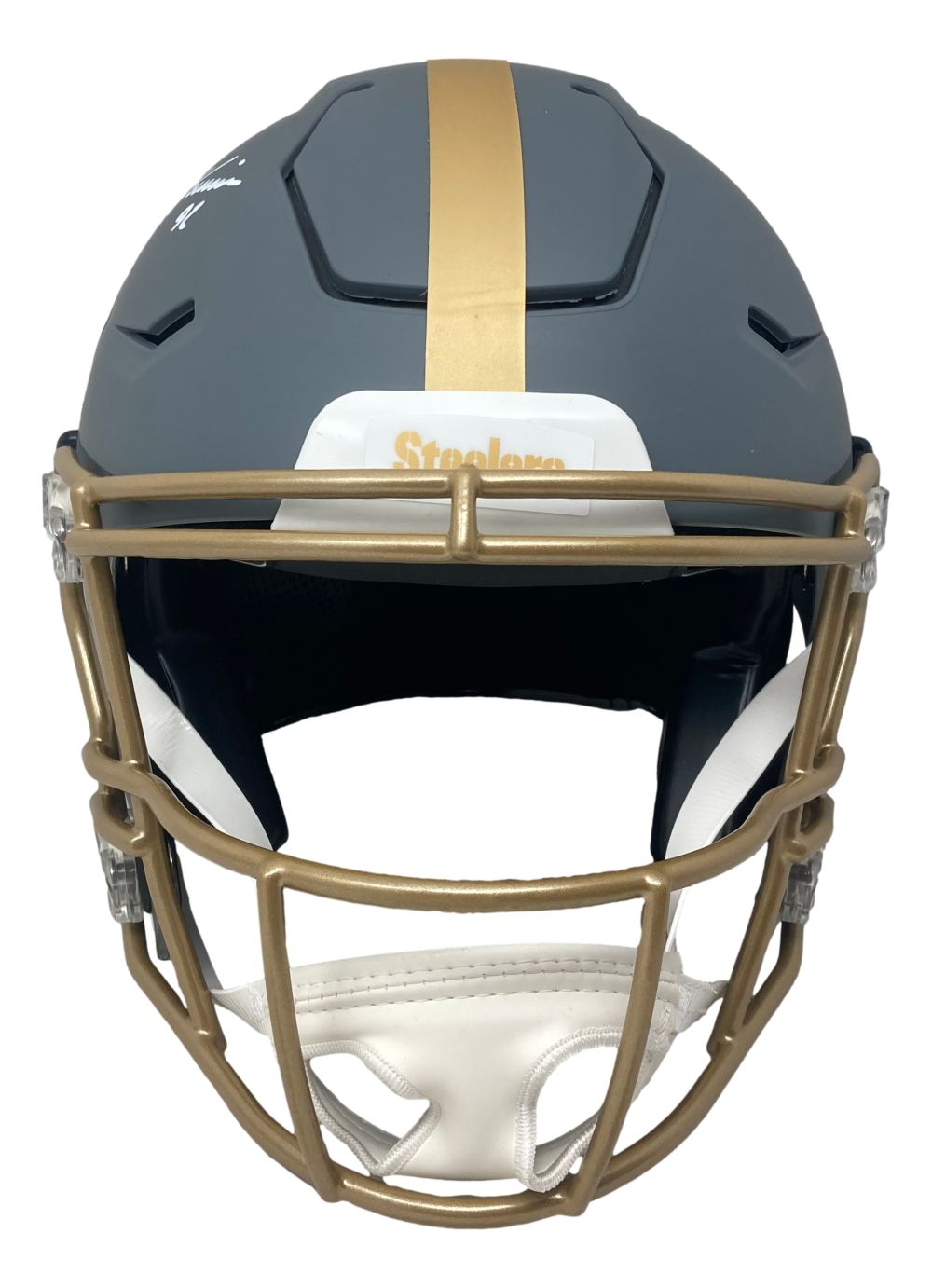 James Harrison Autographed Pittsburgh Steelers Full Size Slate Authentic Speed Flex Football Helmet - Certified Authentic - Perfect for Collectors, Man Cave Decor, and Steelers Fans Gifts