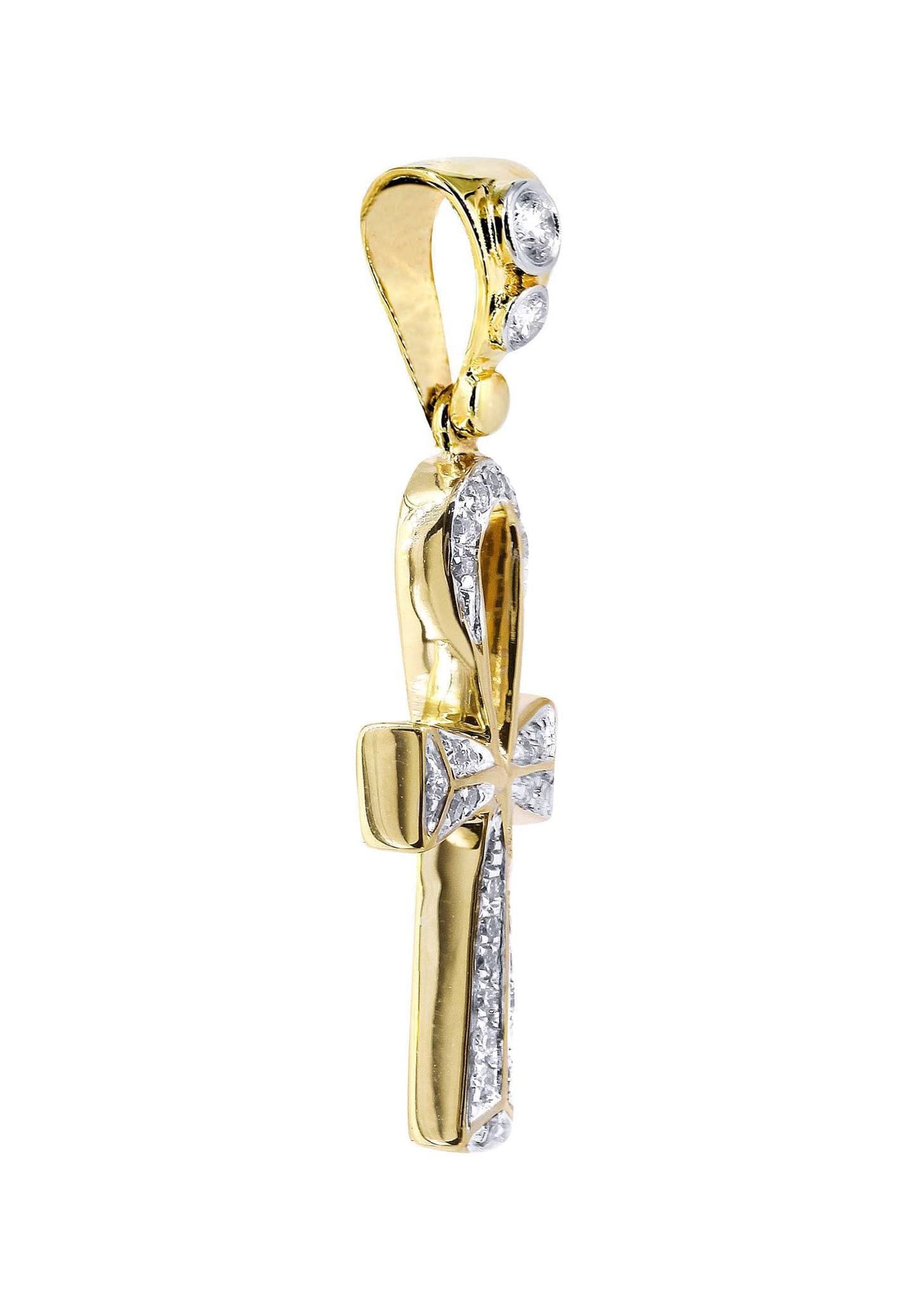 0.50 Carat Diamond Ankh Pendant Necklace - 2.84 Grams 14K Gold Egyptian Cross Jewelry for Women - Perfect for Gifts, Spiritual Protection & Everyday Wear
