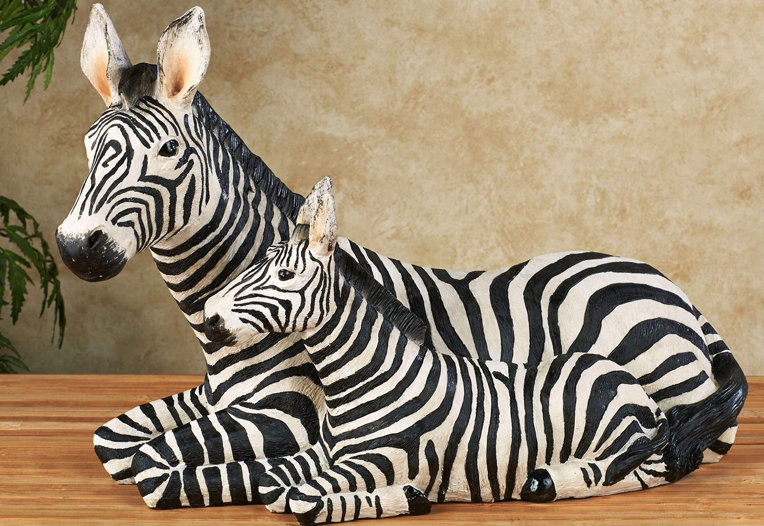 Handcrafted Zebra and Foal Resin Table Sculpture - Black & White African Safari Decor - Perfect for Bedroom, Living Room, Office, Bookshelf, Mantel, Entryway, Nursery - Unique Home & Gift Idea for Animal Lovers