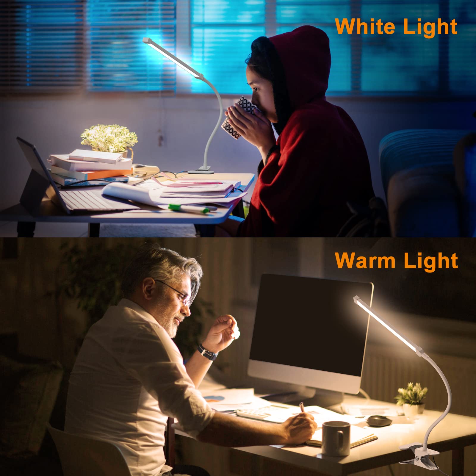 LEPOWER 5W LED Clip On Reading Light with Adjustable Gooseneck - Perfect for Books, Pianos, Office & Nightstand Use