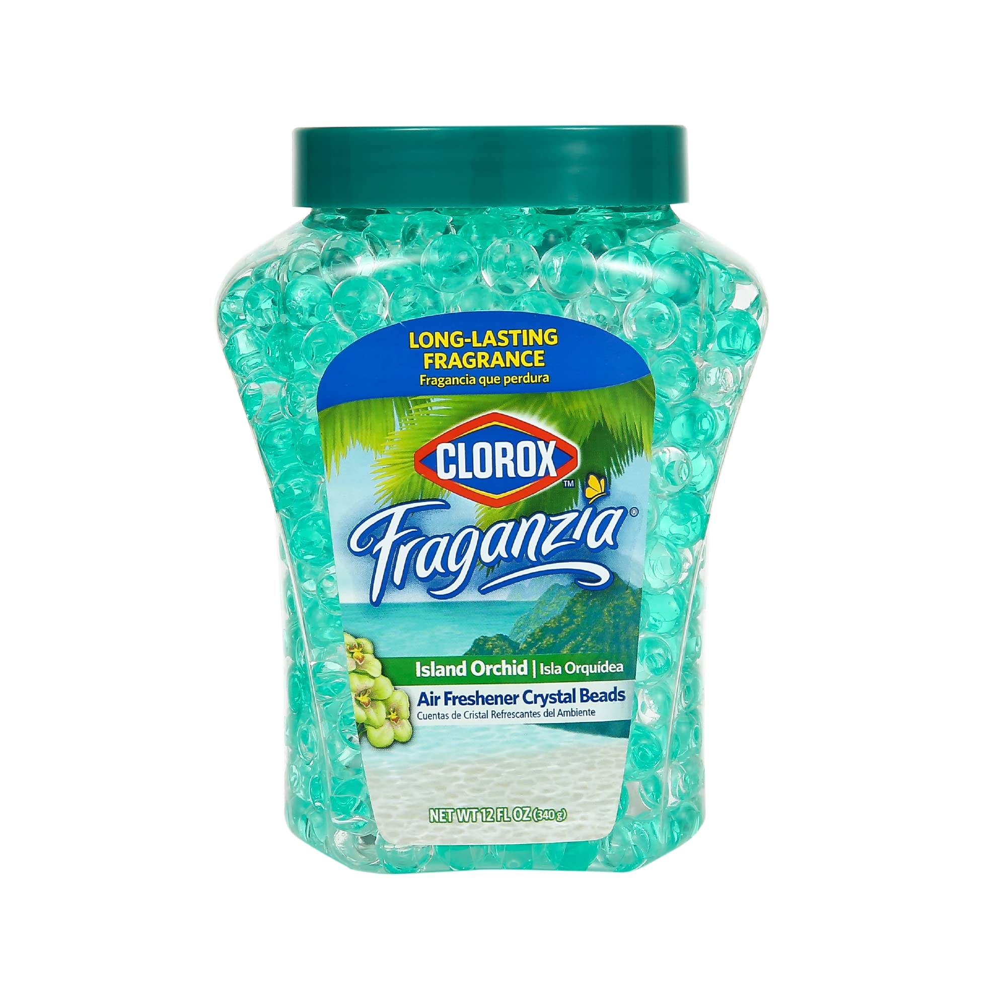 Clorox Fraganzia Crystal Beads Air Freshener - Long-Lasting Gel Beads in Island Orchard Scent | 12 Oz (6 Pack) | Freshen Home, Bathroom, Car & Office | Eliminate Odors Naturally