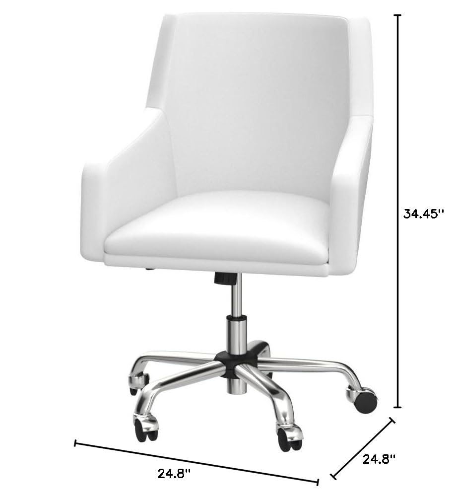 Bush Business Furniture London Mid Back Leather Box Chair in White - Ergonomic Office Chair for Home & Workspace Comfort