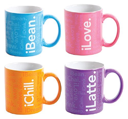 iGeneration My Scene iLove & iCool 12 oz Ceramic Coffee Mugs - Colorful Gift for Friends, Office & Home Use - Perfect for Tea, Hot Chocolate & Morning Coffee