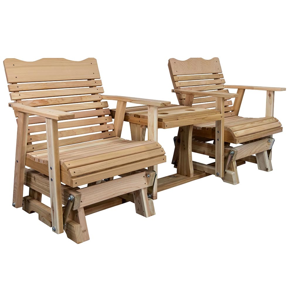 Amish Classic 3-Piece Red Cedar Glider Chair Set - Outdoor Patio Furniture for Garden, Porch & Backyard Relaxation