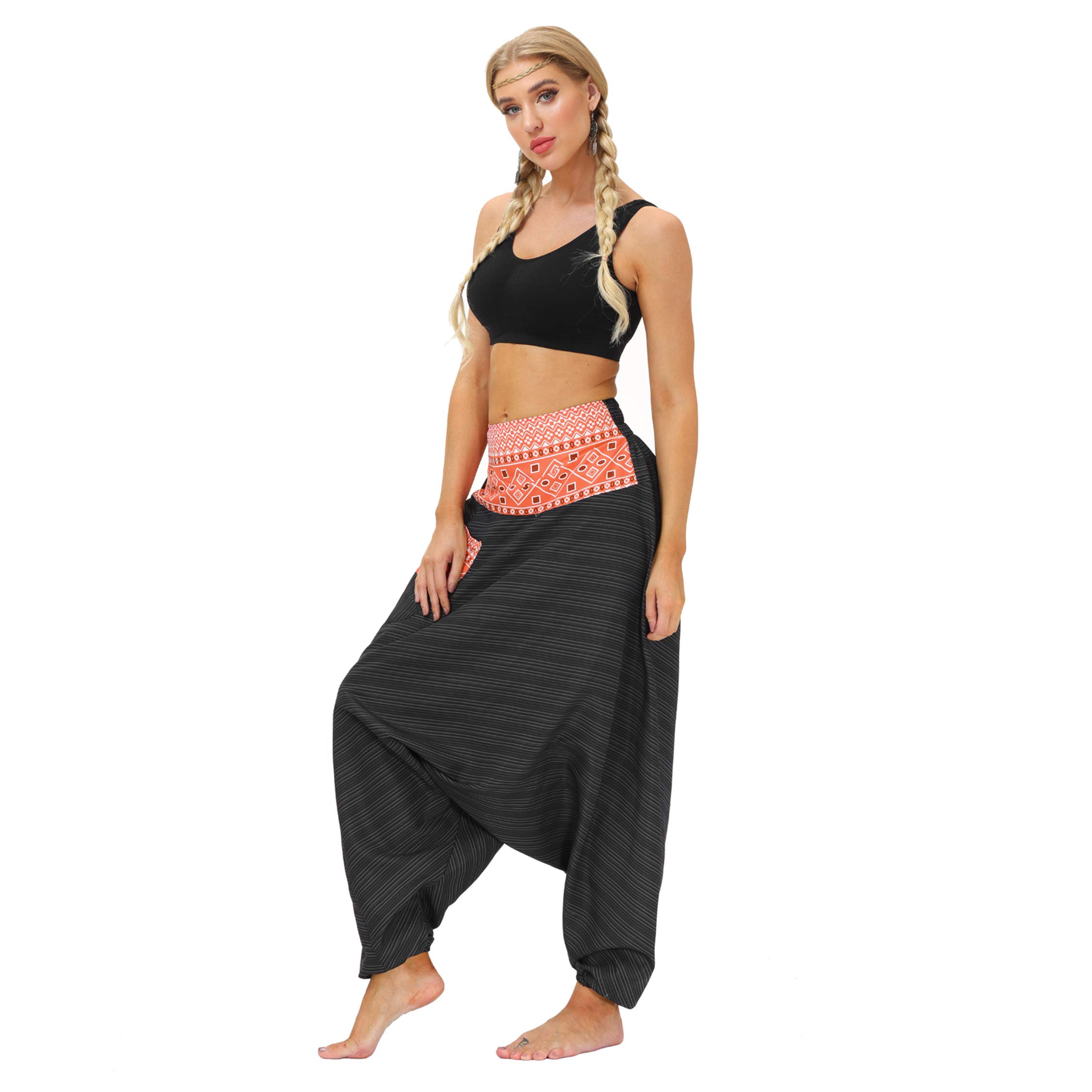 VISSAY Women's Boho Harem Pants - Smocked Waist Yoga Palazzo Pants for Summer, Beach & Casual Wear | Hippie Style Comfortable Lounge Pants for Travel, Meditation & Everyday Boho Fashion
