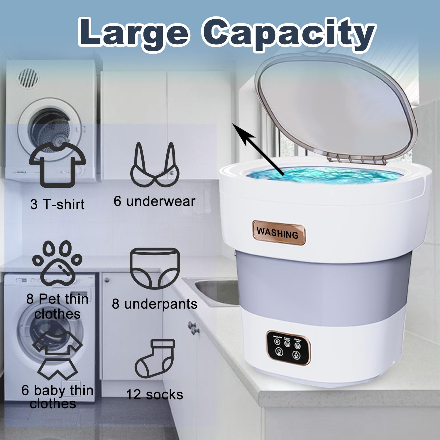 **Mini Portable Washing Machine 18L 60W with Spin Dryer - Compact Foldable Travel Washer for Camping, Dorms, Apartments & RV - Lightweight Grey Laundry Solution for Small Spaces, Travel & Off-Grid Living - Perfect for Outdoor Adventures, Tiny Homes & Emergency Use - Ideal for Camping Trips, College Dorms, RV Travel & Emergency Preparedness [2024 Clean S+]**