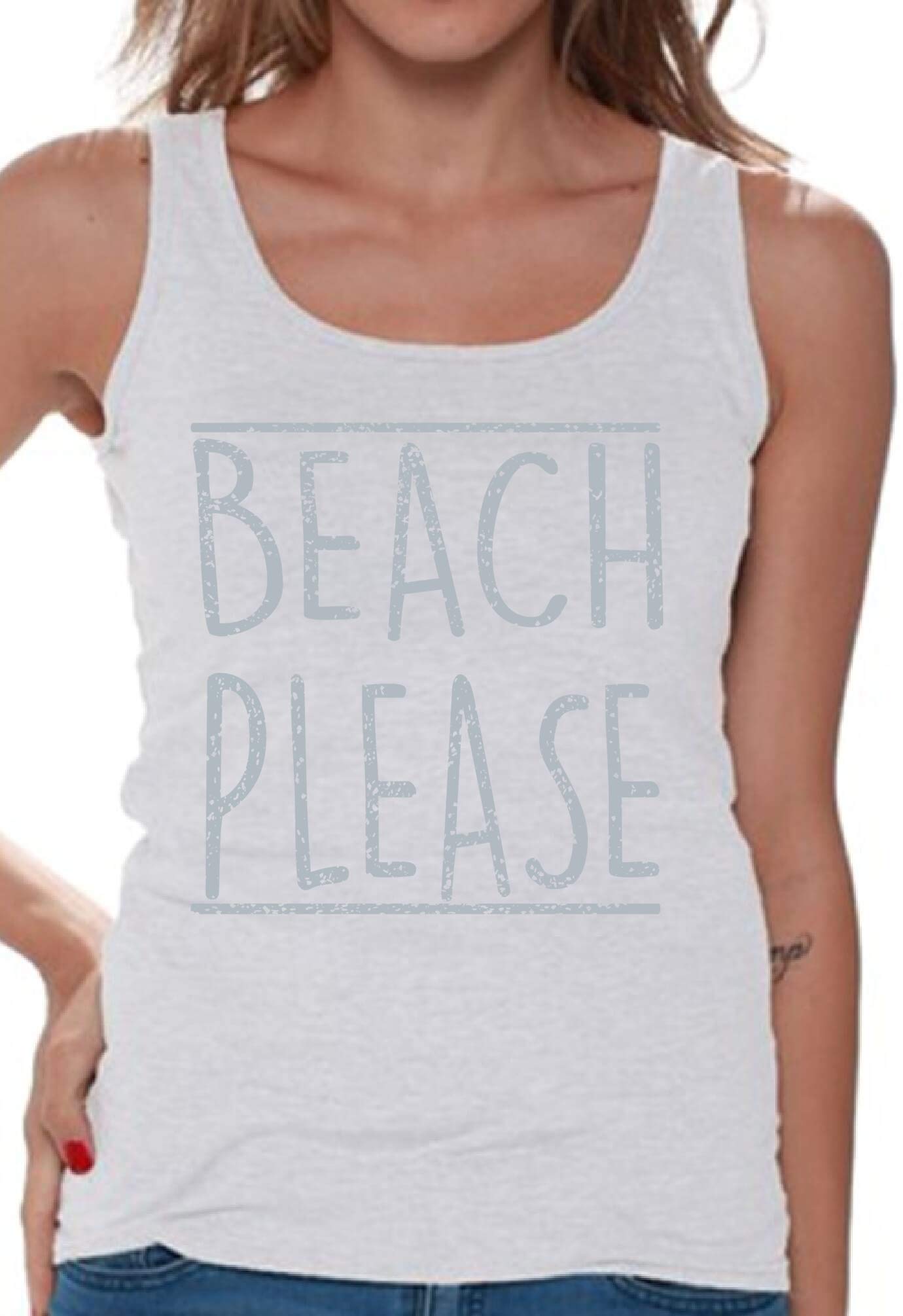Awkwardstyles Women's Beach Please Tank Top - Gray Sporty Workout Shirt for Yoga, Running & Gym | Cute Casual Summer Top with Free Bookmark Gift