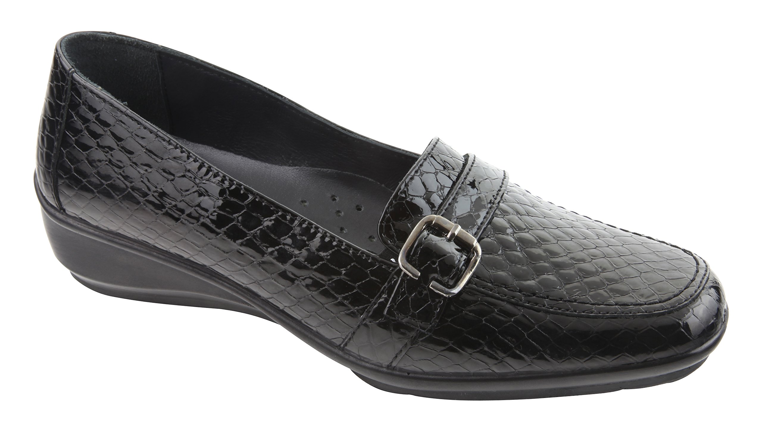 Esse Black Comfortable Loafers for Women - Slip On Casual Shoes with Arch Support - Perfect for Work, Travel & Everyday Wear
