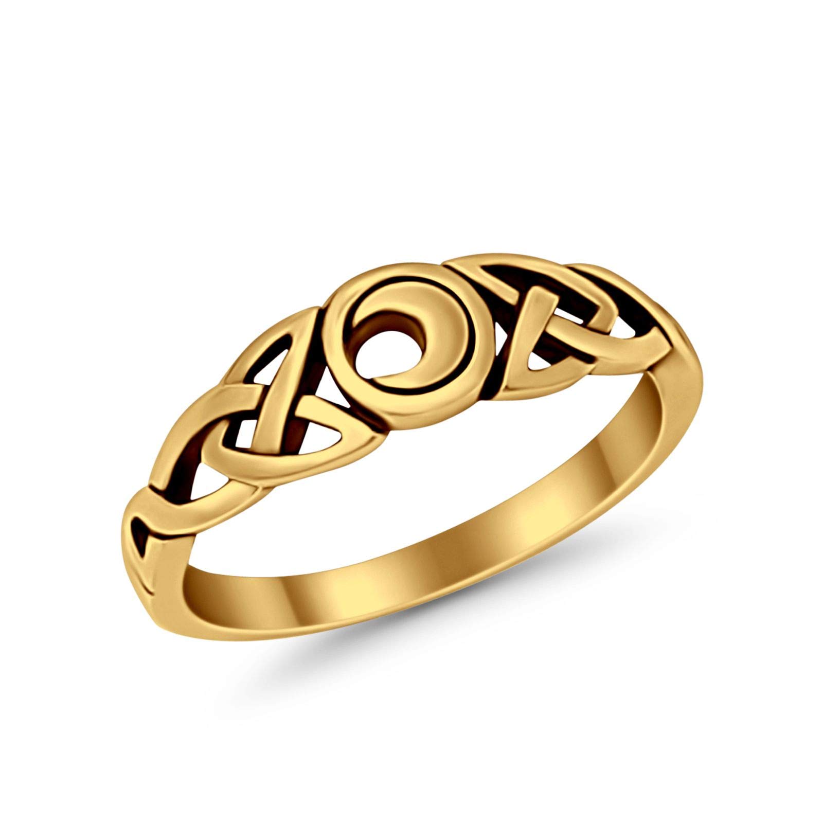 Blue Apple Co. Celtic Moon Trinity Knot Oxidized Silver Statement Thumb Ring for Women - Elegant Boho Jewelry Gift for Birthday, Anniversary & Special Occasions