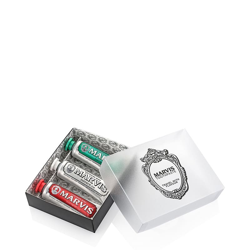 Marvis Travel Toothpaste Trio Gift Set - Mint, Whitening & Fresh Breath for On-the-Go Oral Care | Perfect for Travel, Gym & Office