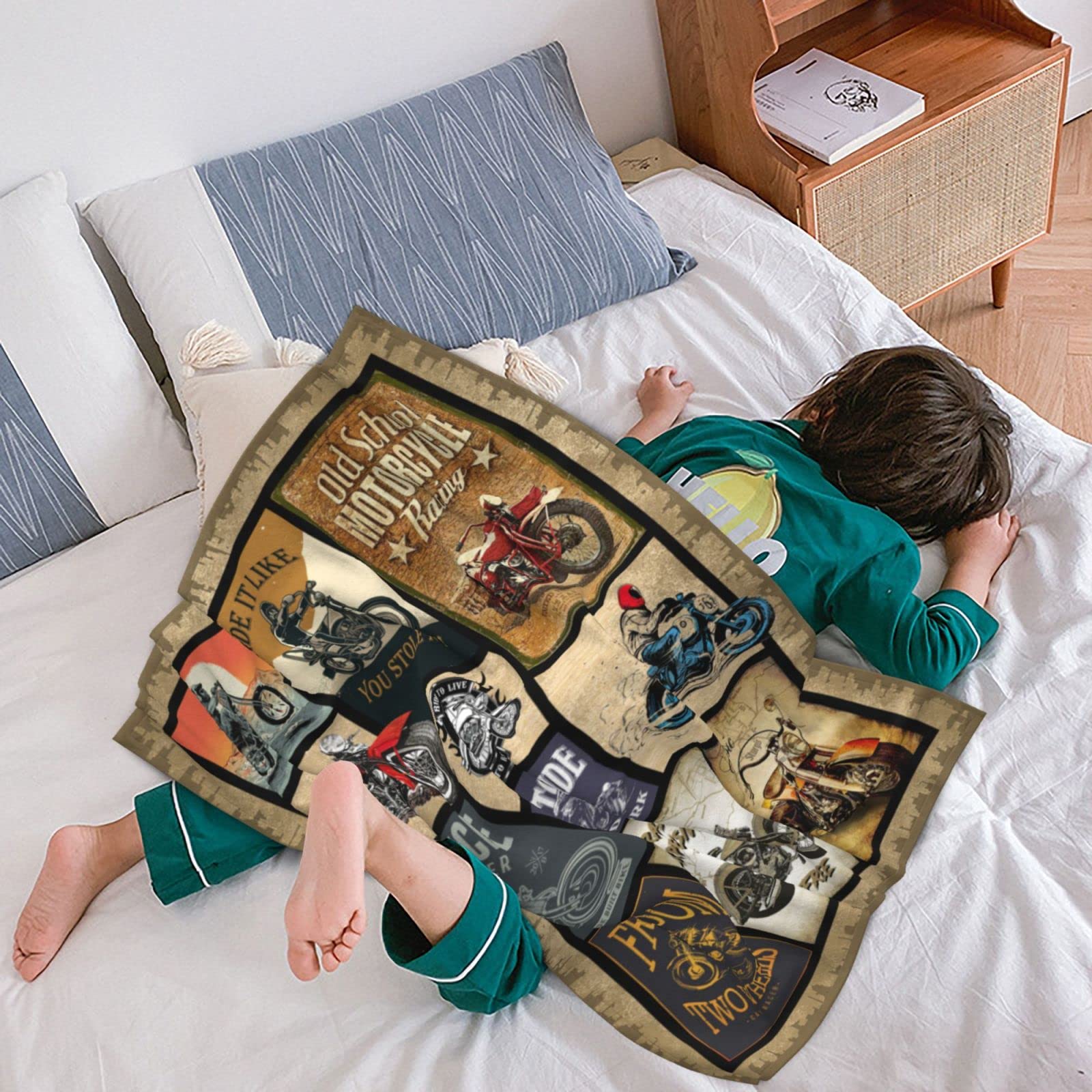 Soft Plush Fleece Motorcycle Blanket for Men & Women - 60