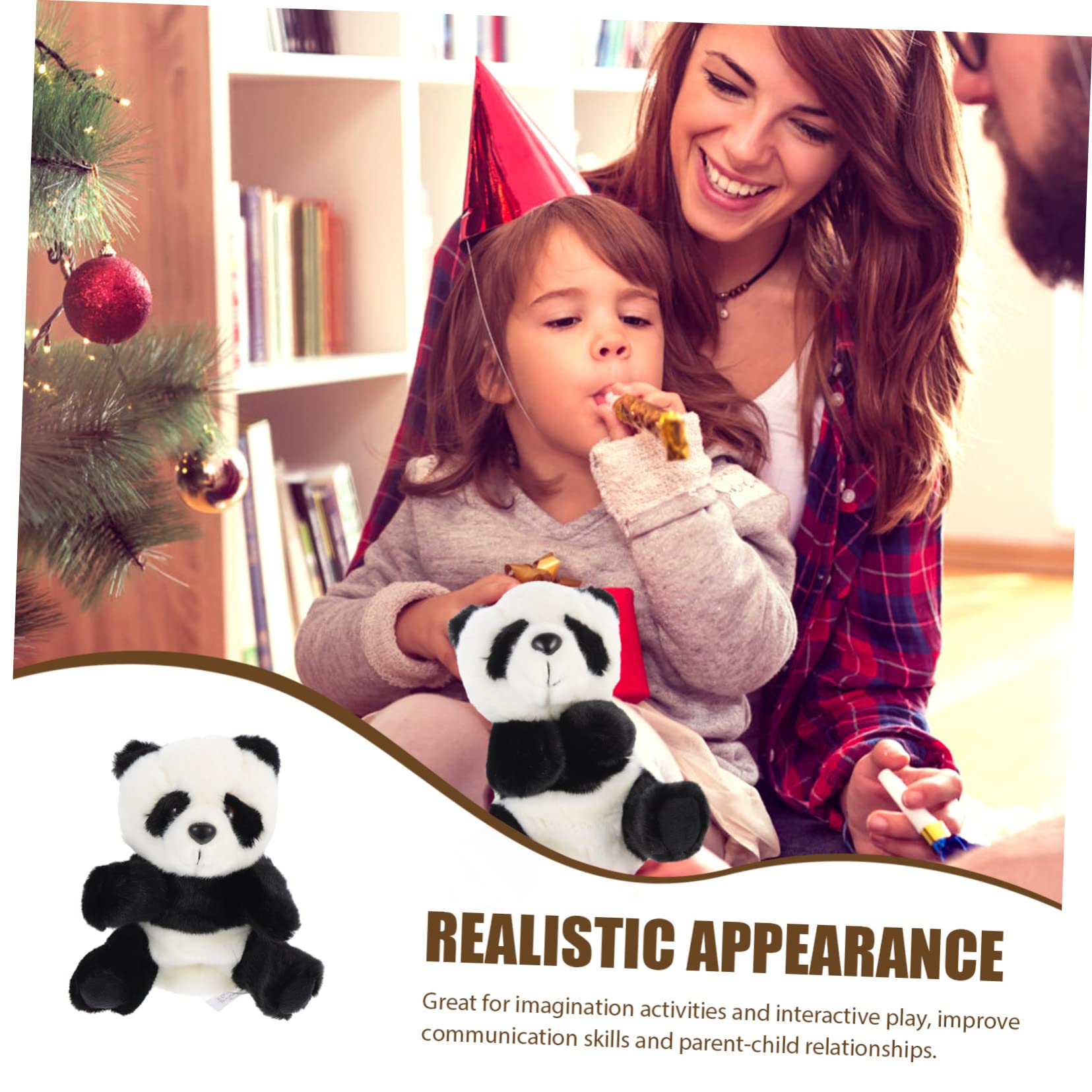 Soft Black Panda Plush Toy - Calming Stuffed Animal & Hand Puppet for Kids, Educational Role Play Simulation Toy | Perfect for Bedtime Comfort, Playtime Fun & Learning Activities