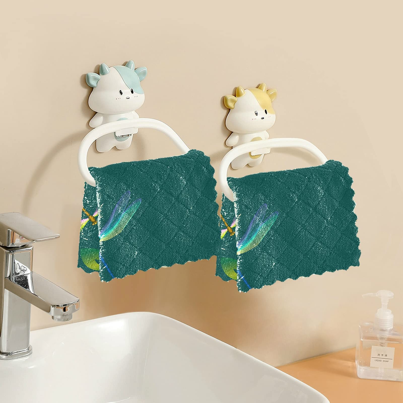 ALAZA Absorbent Dish Towels Set of 6 - Lint-Free Kitchen Cleaning Cloths for Dishes & Tea Time