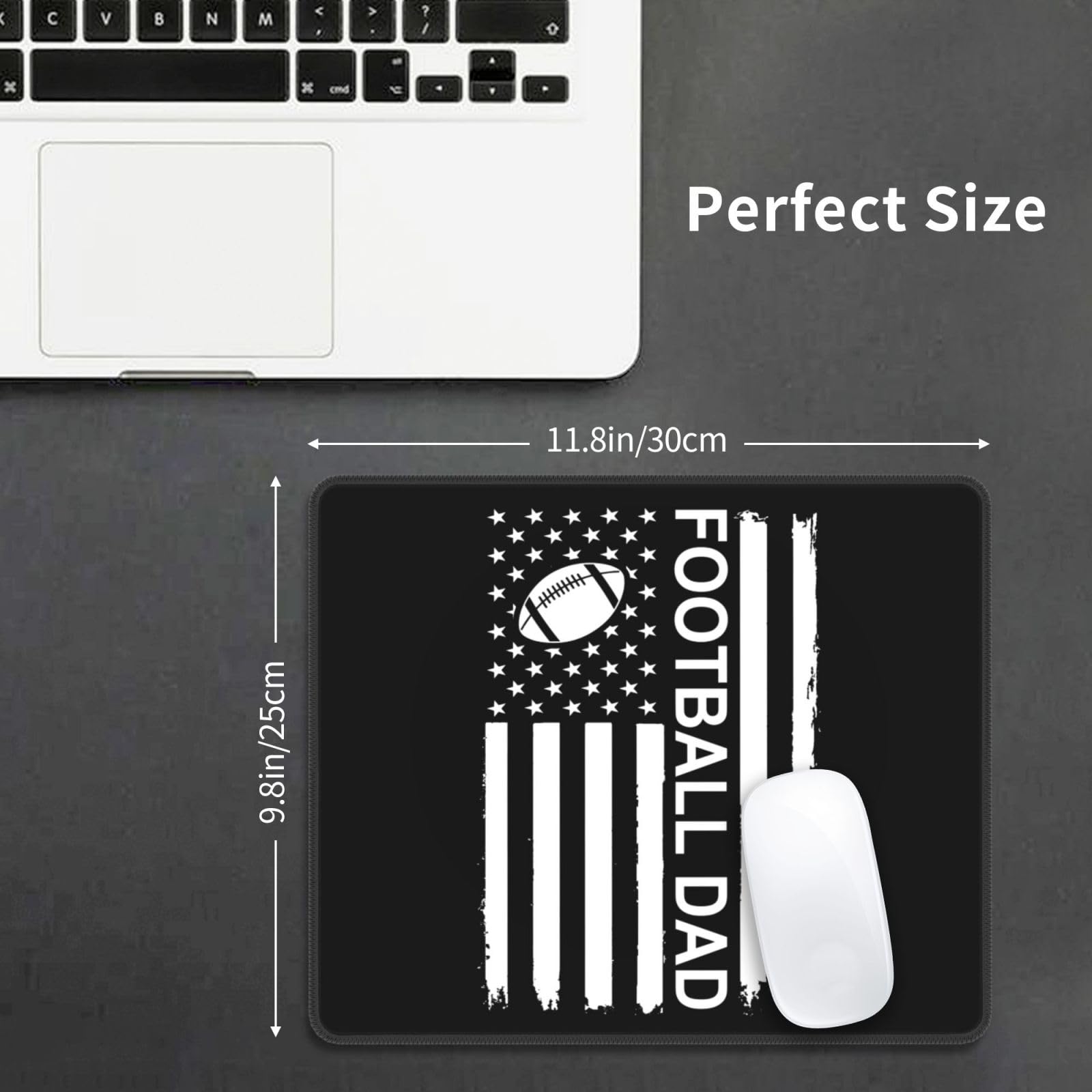 SIYTUAU Football Dad USA Flag Mouse Pad - Waterproof Non-Slip Rubber Desk Mat for Laptop & Office (10x12 inches) - Perfect for Gaming, Work & Patriotic Home Decor
