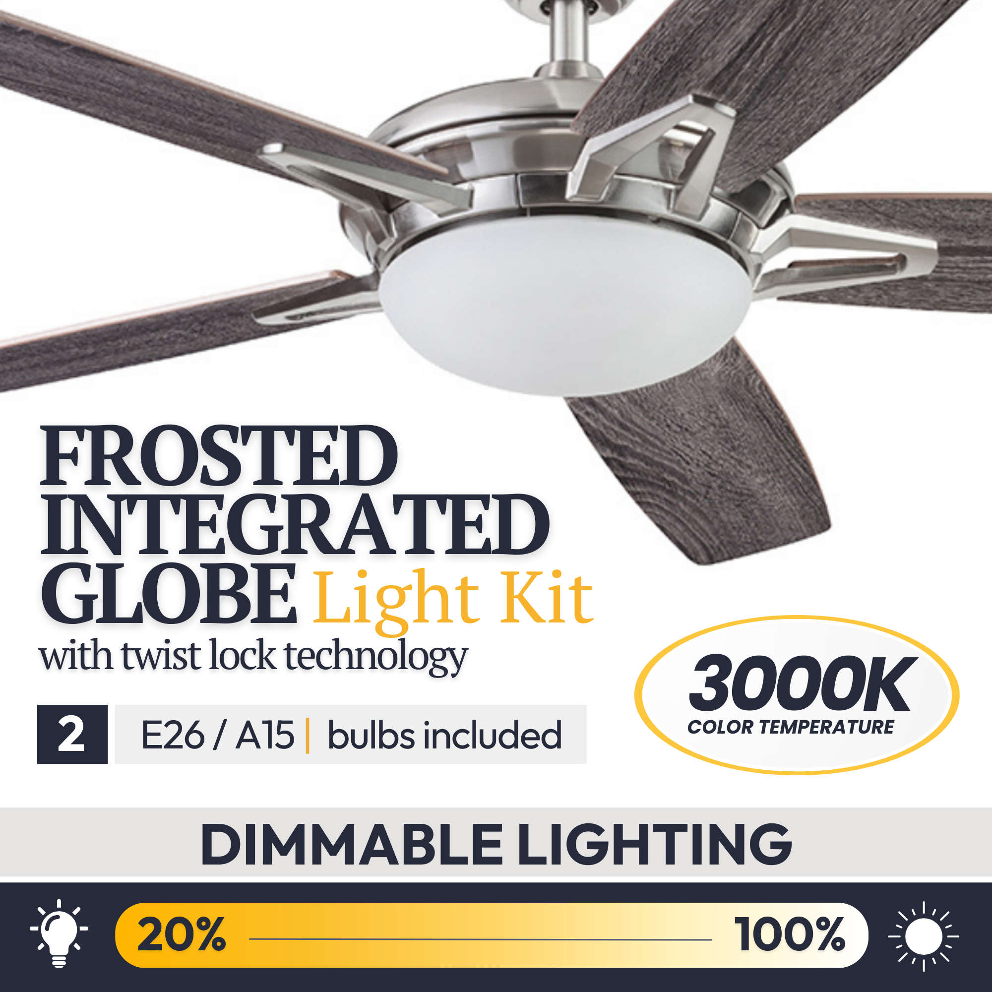 52 Inch Clancy Brushed Nickel Ceiling Fan with Remote Control - Perfect for Living Room, Bedroom, and Office Cooling & Air Circulation
