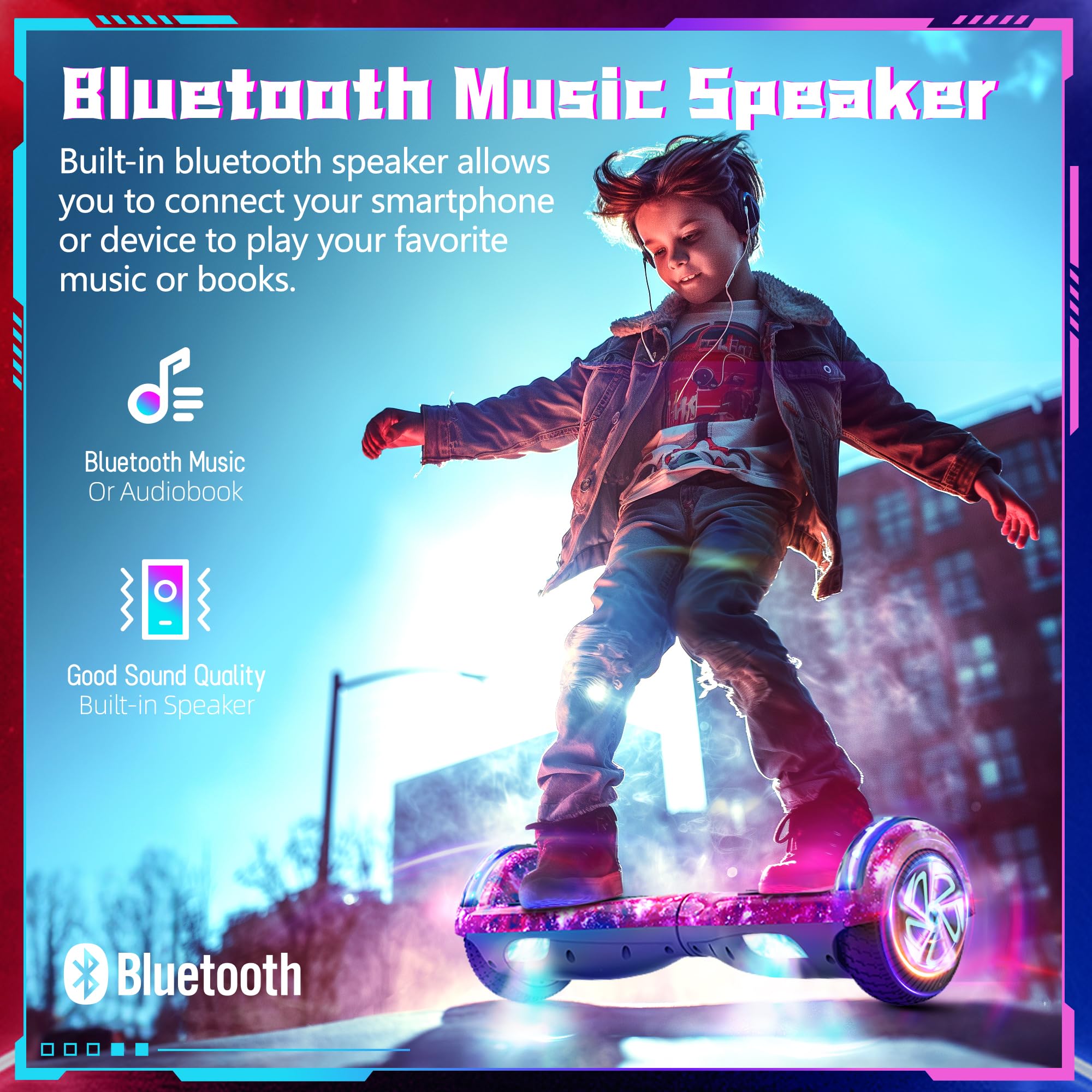 SISIGAD Electric Scooter with Bluetooth, 6.5