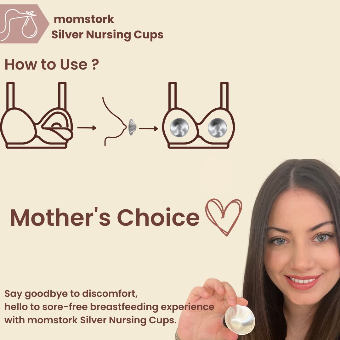 Original 925 Silver Nursing Cups - Nipple Shields for Sore & Cracked Nipples, Breastfeeding Relief & Protection for Newborns - Includes Suede Storage Case - Perfect for Comfortable Nursing at Home or On-the-Go