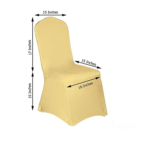 25 Pcs Champagne Metallic Spandex Stretchable Banquet Chair Covers - Elegant Balsa Circle Design for Wedding, Party & Reception Decorations - Perfect for Bridal Showers, Anniversary Celebrations & Formal Events