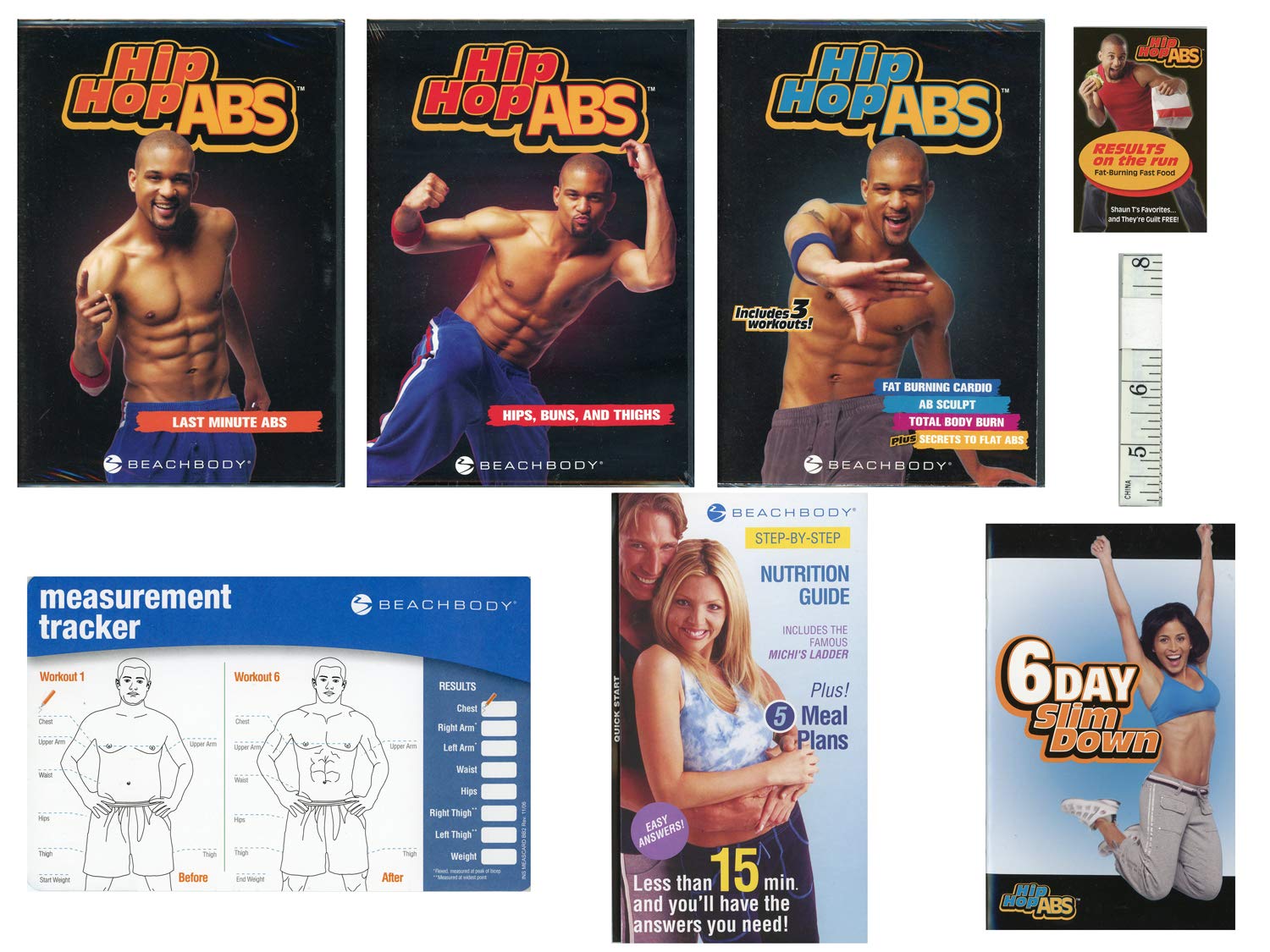 Hip Hop Abs 3 DVD Workout Bundle - Last Minute Abs, Hips Buns & Thighs, Fat Burning Cardio + Ab Sculpt Secrets | Includes Tape Measure & Measurement Card | Perfect for Home Fitness, Weight Loss & Toning