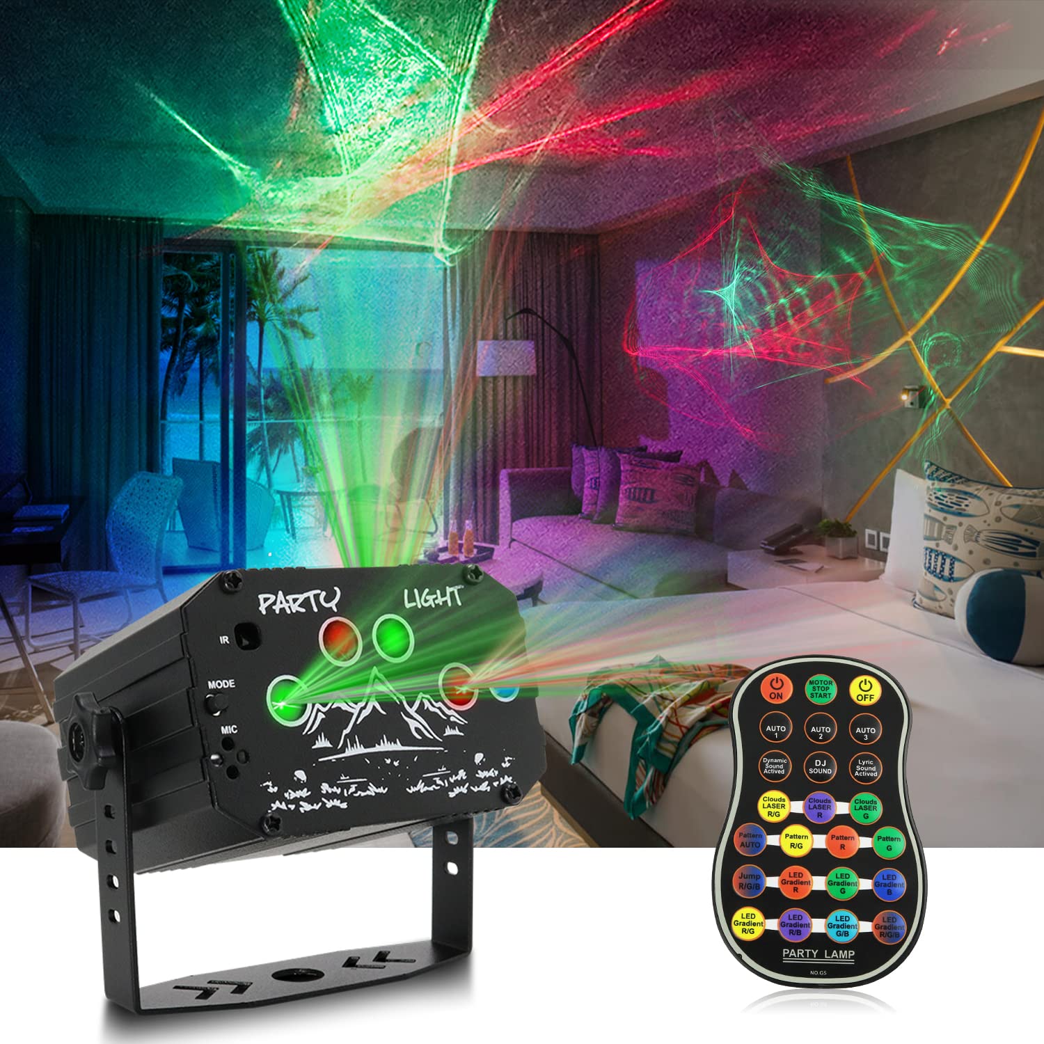 Disco Party Lights - Northern Lights Stage Projection Light with Remote Control & Sound Activation | Portable RGB LED Strobe Light for DJ, Christmas, Halloween, Karaoke, KTV & Bar Decorations | Perfect for Home Parties, Club Events & Stage Performances