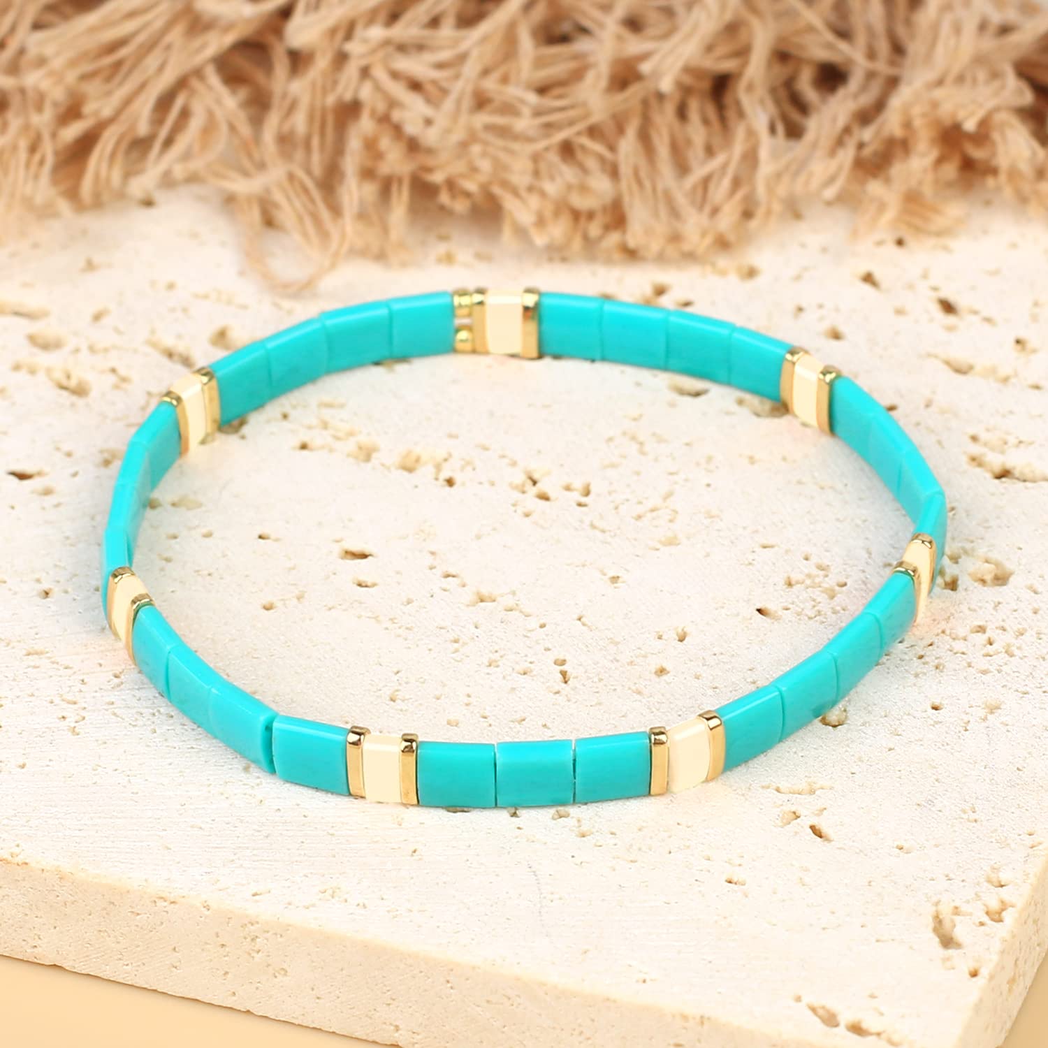 KELITCH Women's Flexible Stretch Bracelets - Handmade Boho Beaded Bracelets with Miyuki Tila Beads for Women & Teens | Perfect Gift for Birthday, Anniversary, Party & Everyday Wear