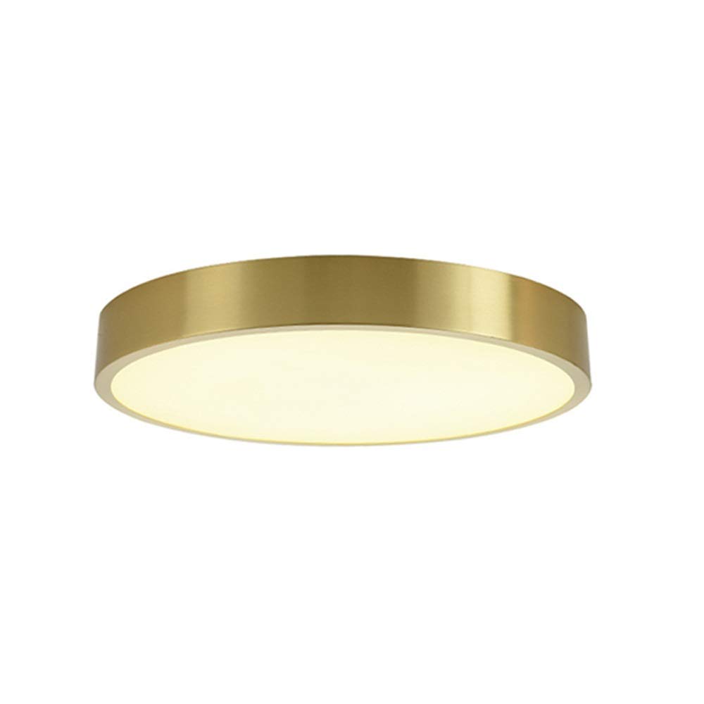OUUED 8 Inch LED Flush Mount Ceiling Light - 12W Dimmable 3000K-6000K Adjustable Color Temperature - Round Drum Design in Brushed Brass Finish - Perfect for Kitchen, Hallway, Balcony & Staircase Lighting