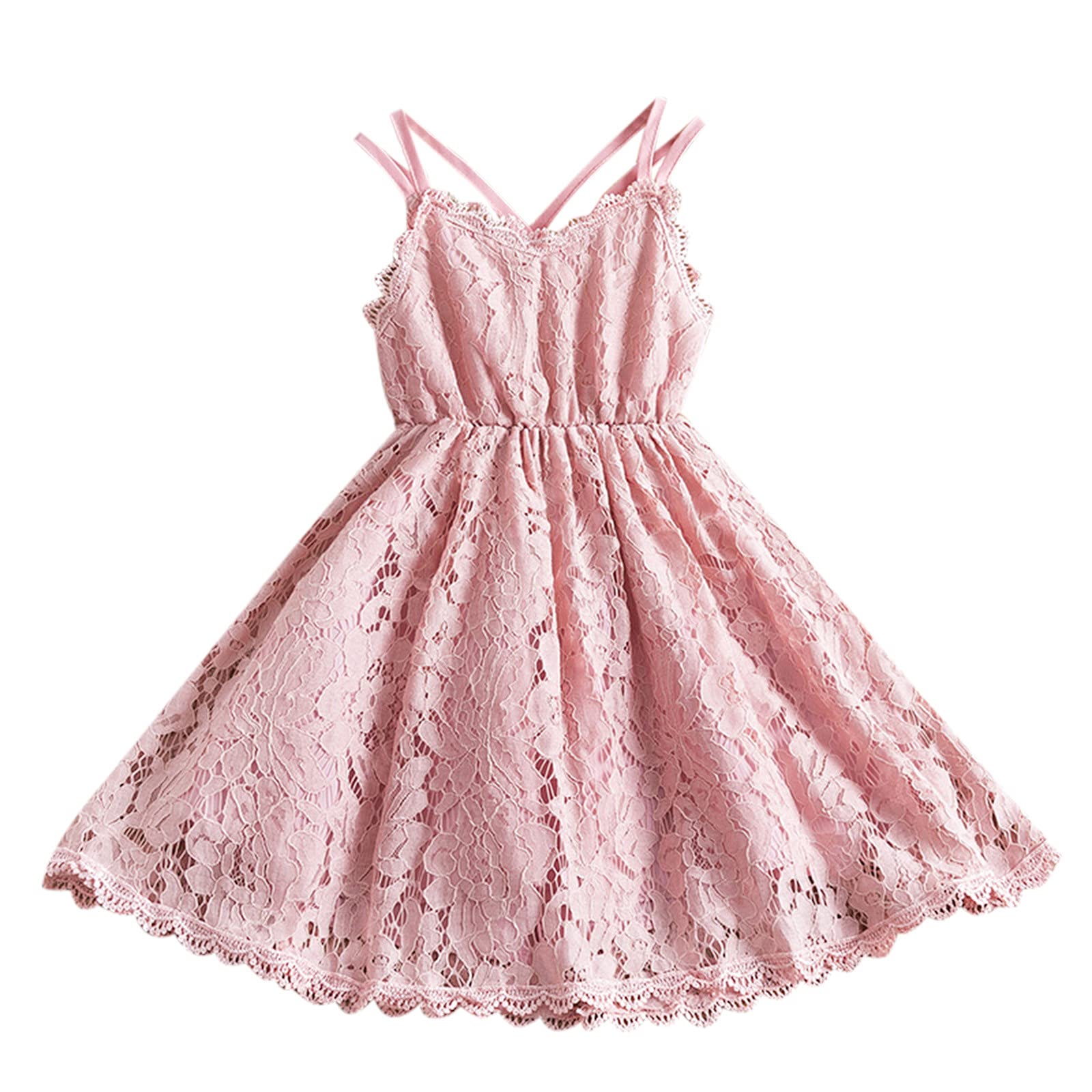 **Elegant Toddler Girls Swing Dress - Solid Color Lace Ball Gown Princess Party Dress for Kids & Baby Girls - Perfect for Birthday Parties, Weddings & Special Occasions**