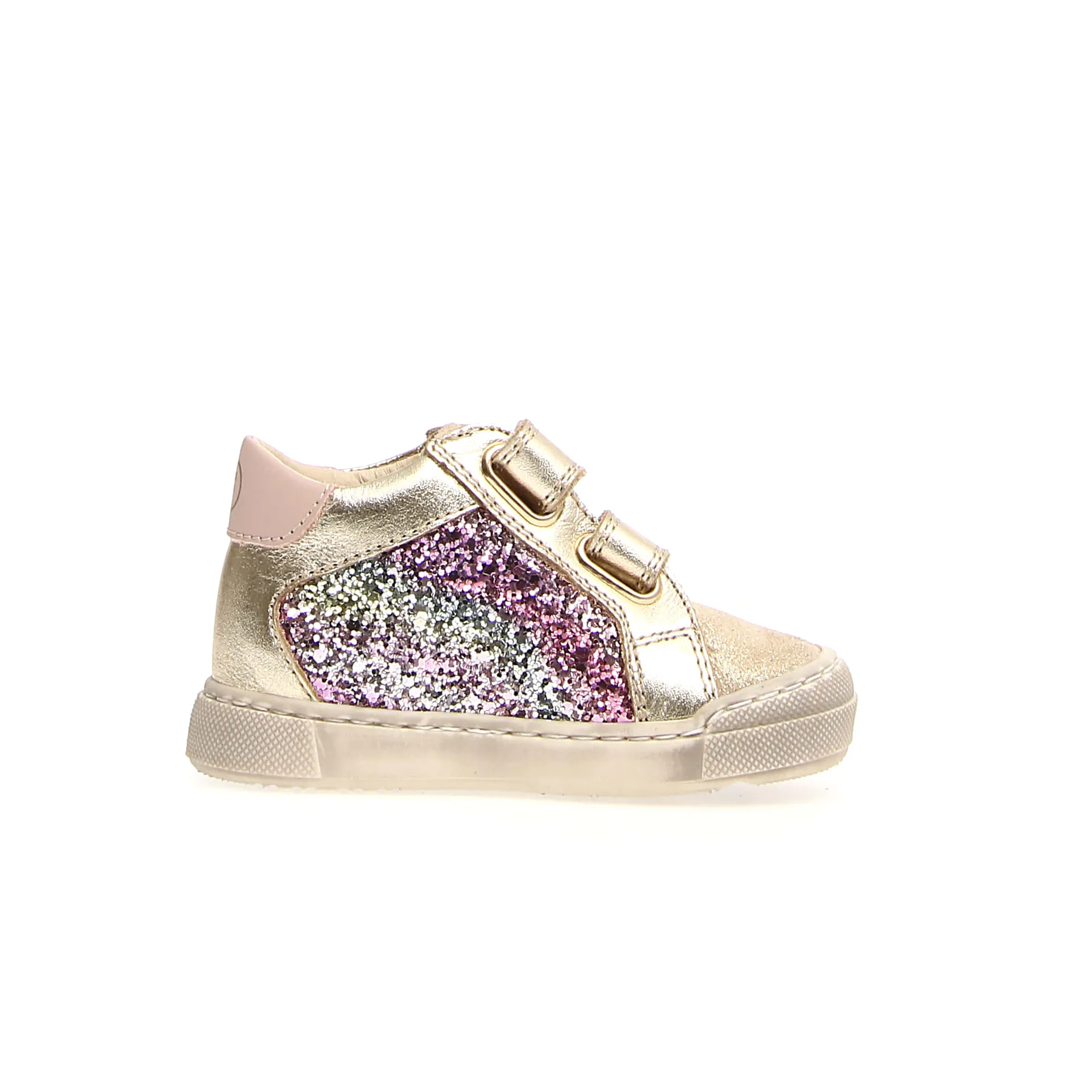 Falcotto Patiula VL Girls Casual Shoes - Glitter Shaded Platinum Multi Color Sneakers for School, Play & Everyday Wear