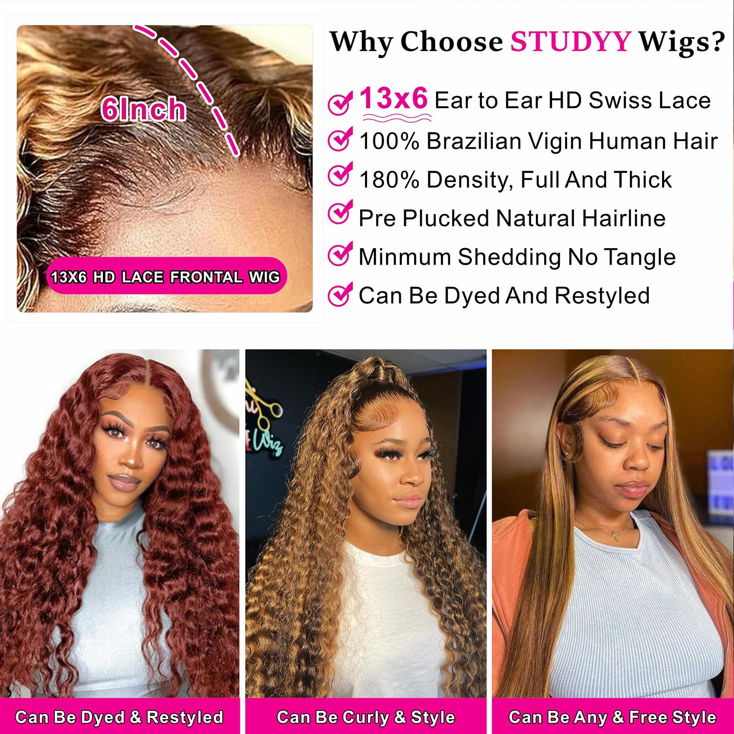 13x6 Highlight Lace Front Wig Human Hair - Deep Wave Lace Front Wigs with Baby Hair & Pre-Plucked Hairline - 180% Density Honey Blonde Curly Human Hair Glueless Wigs for Black Women (4/27 Color, 24 inch) - Perfect for Daily Wear, Parties, Weddings & Special Occasions