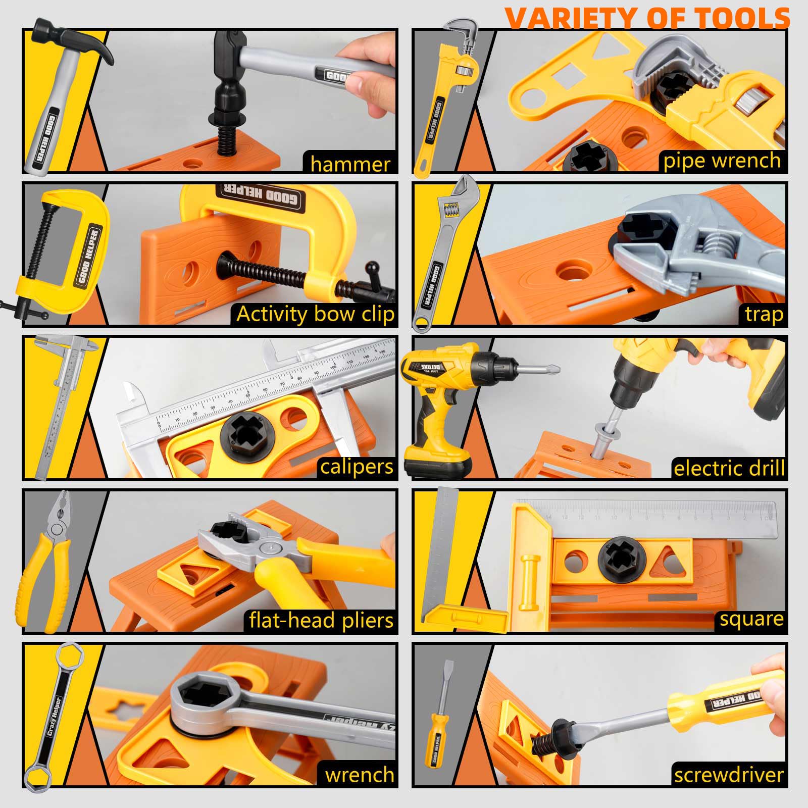 Zealous 48-Piece Kids Tool Set with Tool Box & Electronic Toy Drill - Pretend Play Construction Kit for Toddlers Ages 3-5 - Perfect for DIY Role Play & Early Learning (Yellow) - Great for Birthday Gifts & Preschool Educational Activities