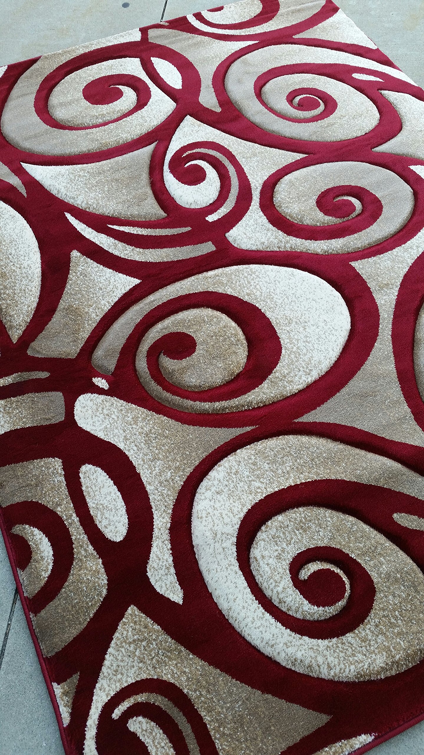 Modern Abstract Sculpture Area Rug - Red 5'2