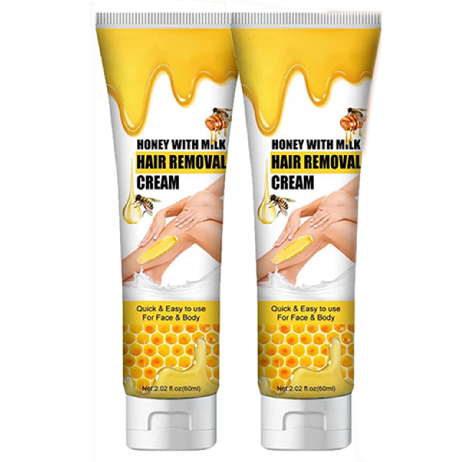 2-Pack Collagen Milk Brightening Cream - Honey & Milk Hair Removal Cream for Legs, Arms, Face, Neck & Back | Underarm Whitening Treatment | Smooth & Glowing Skin Care for Daily Use & Special Occasions