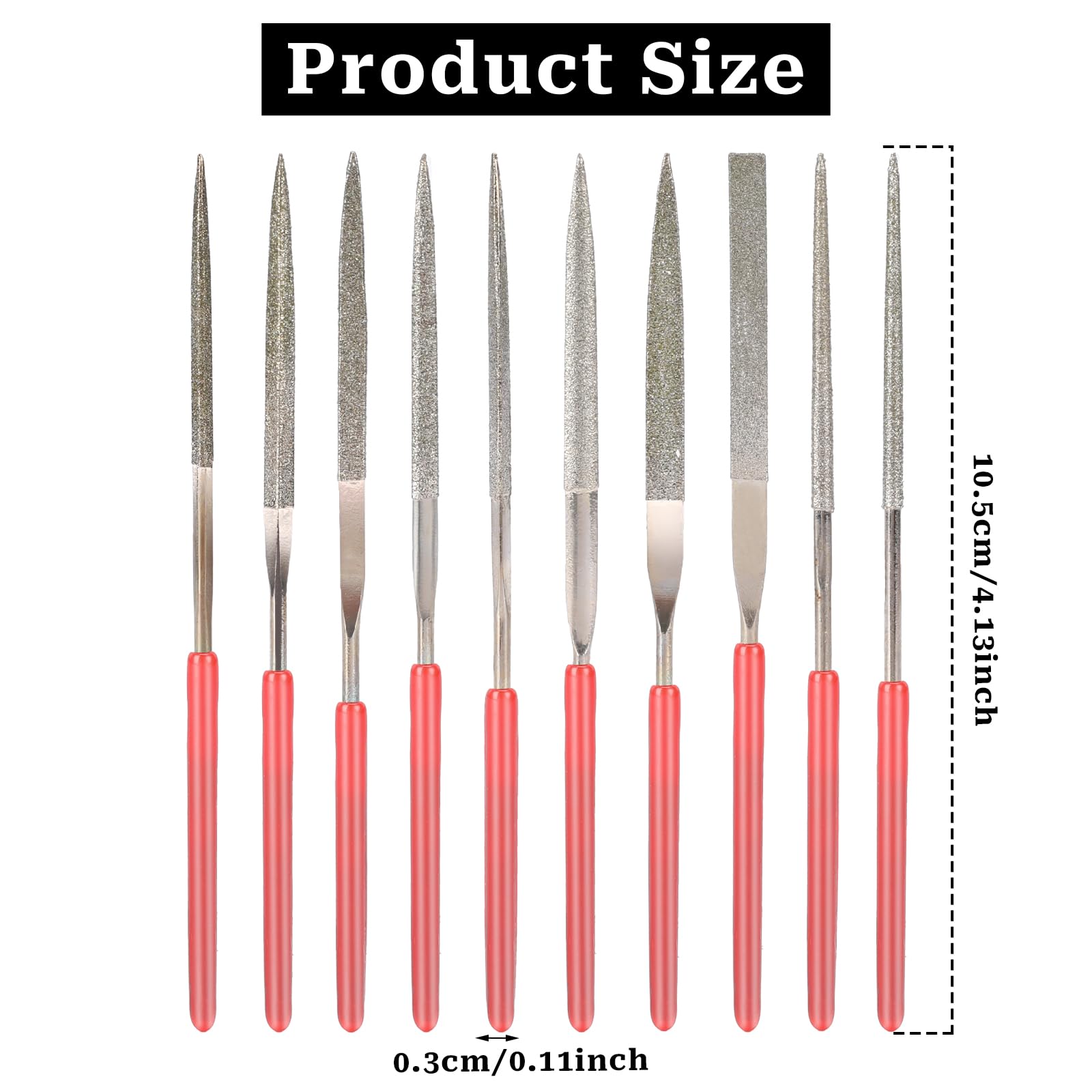 10Pcs Diamond Needle File Set - Mini Metal Model Files for Jewelry Making, Stone Carving & Precision Metalwork (2x100mm) | Ideal for DIY Crafts, Watch Repair & Small Detail Work