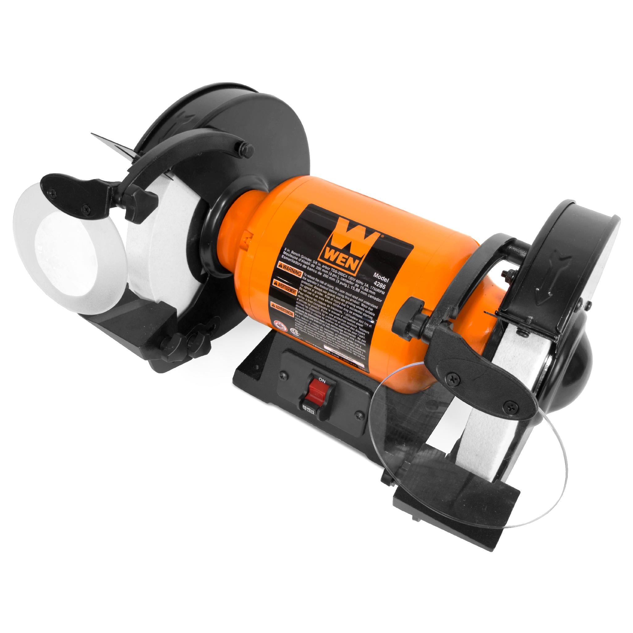 WEN BG4286 3 Amp 8 Inch Slow Speed Bench Grinder - Perfect for Sharpening Tools, Metalworking & DIY Projects in Home Workshops