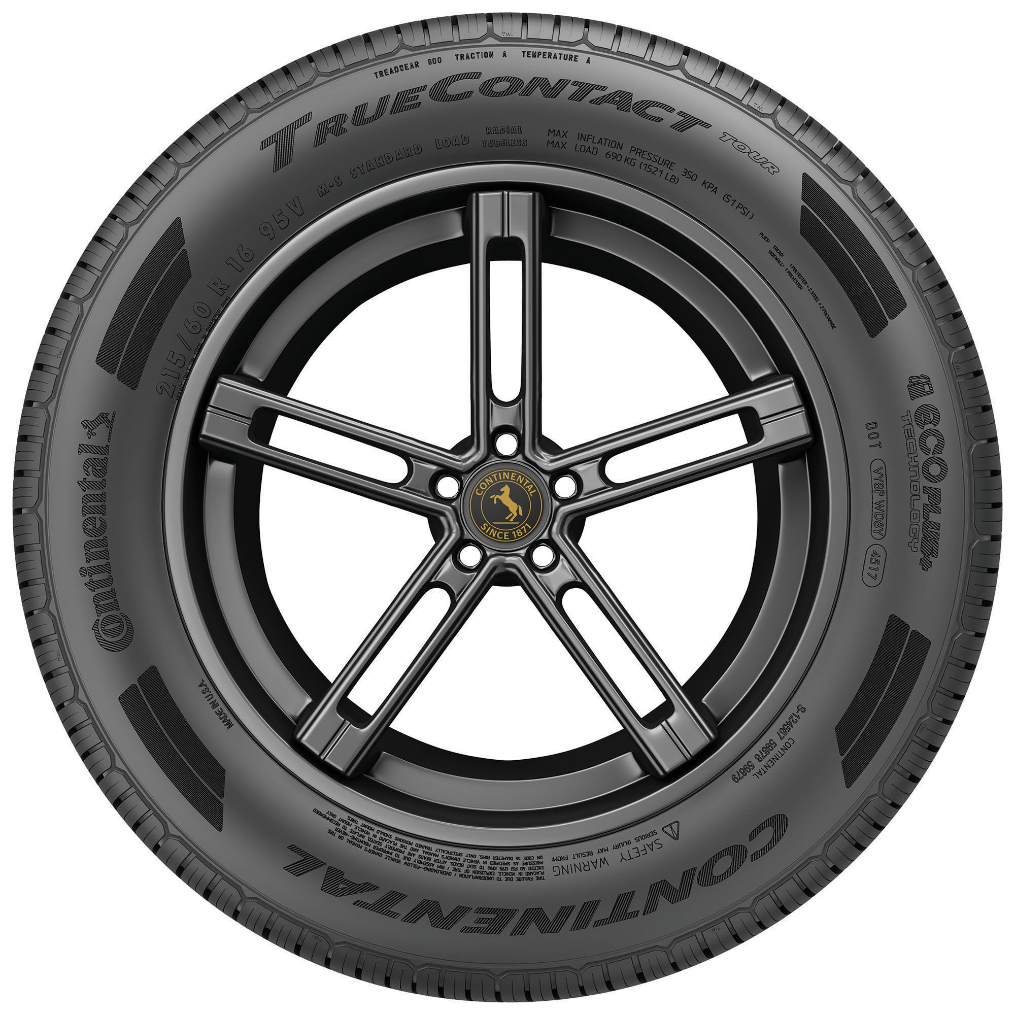 Continental TrueContact Tour Performance Radial Tire - 225/55R19 99H - All-Season High-Performance Car Tire for Sedans & SUVs - Perfect for Highway Driving & Wet Road Conditions