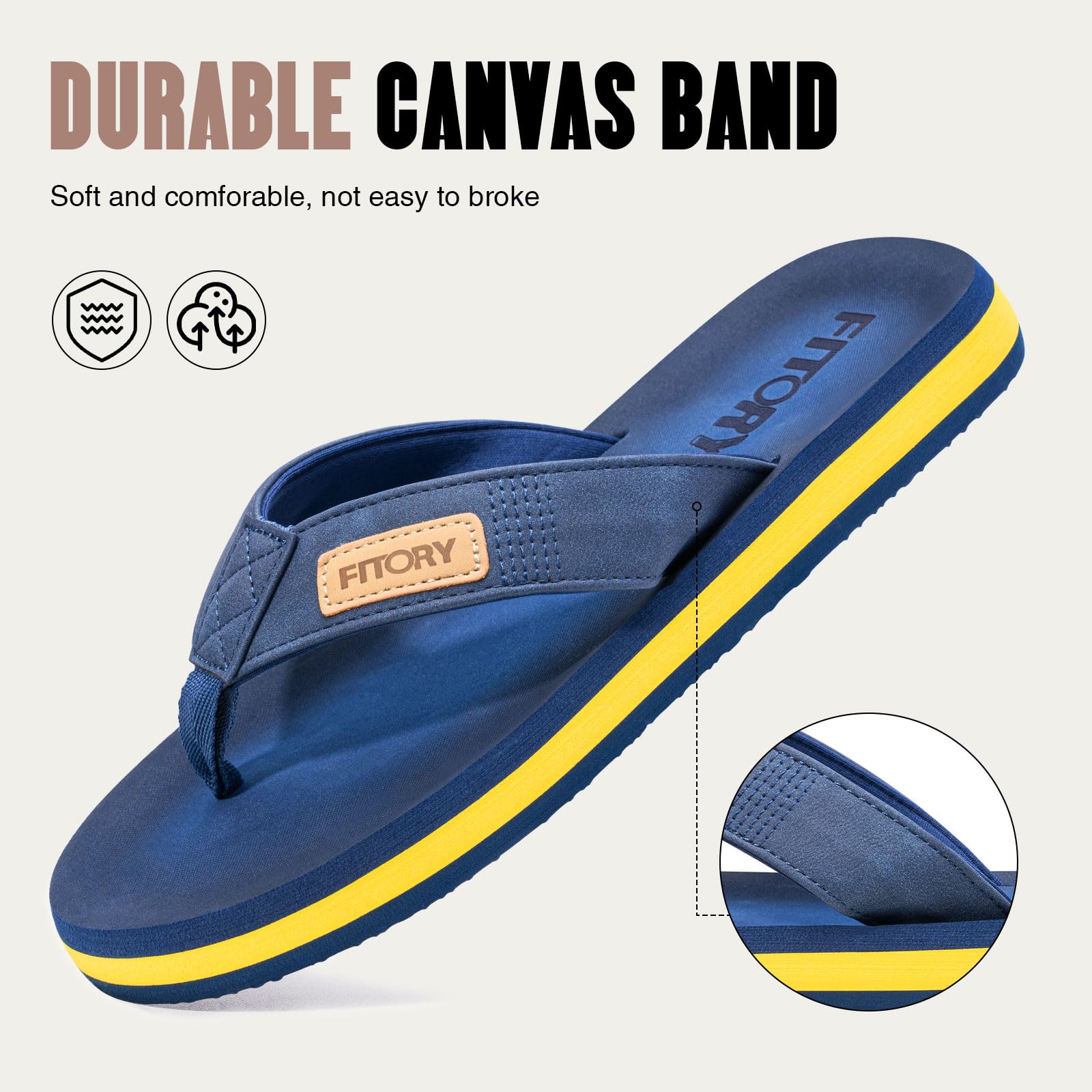 FITORY Men's Flip Flops - Comfortable Thong Sandals for Beach, Pool & Summer Wear - Sizes 6-15 - Lightweight Casual Slippers for Walking, Travel & Outdoor Activities