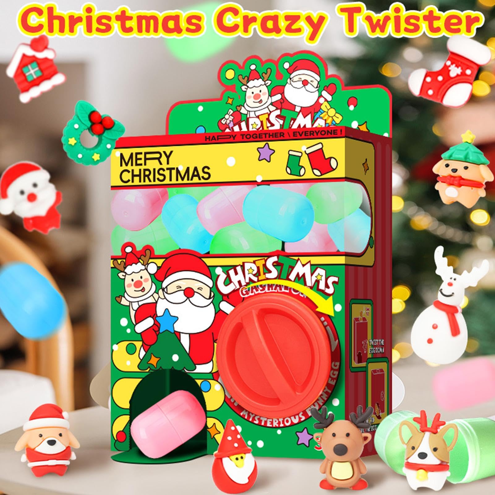 Huayeex Mini Gashapon Toy Claw Machine - Christmas Candy Dispenser with 6 Prize Eggs | Fun Arcade-Style Game for Kids Birthday Parties, Carnival Prizes & Family Entertainment