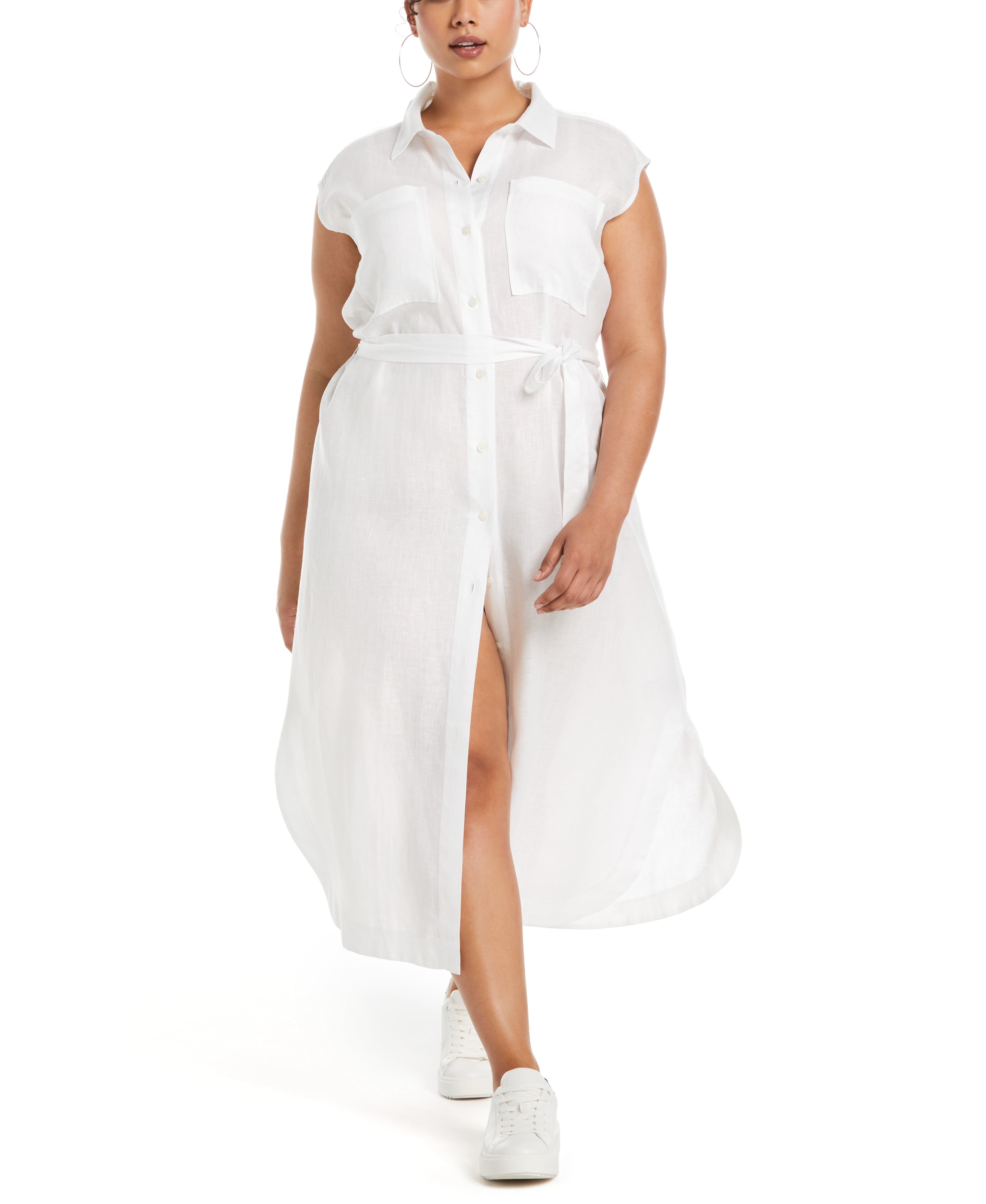 Plus Size Linen Shirtdress for Women - Breathable & Comfortable Summer Dress - Perfect for Casual Outings, Beach Vacations & Everyday Wear