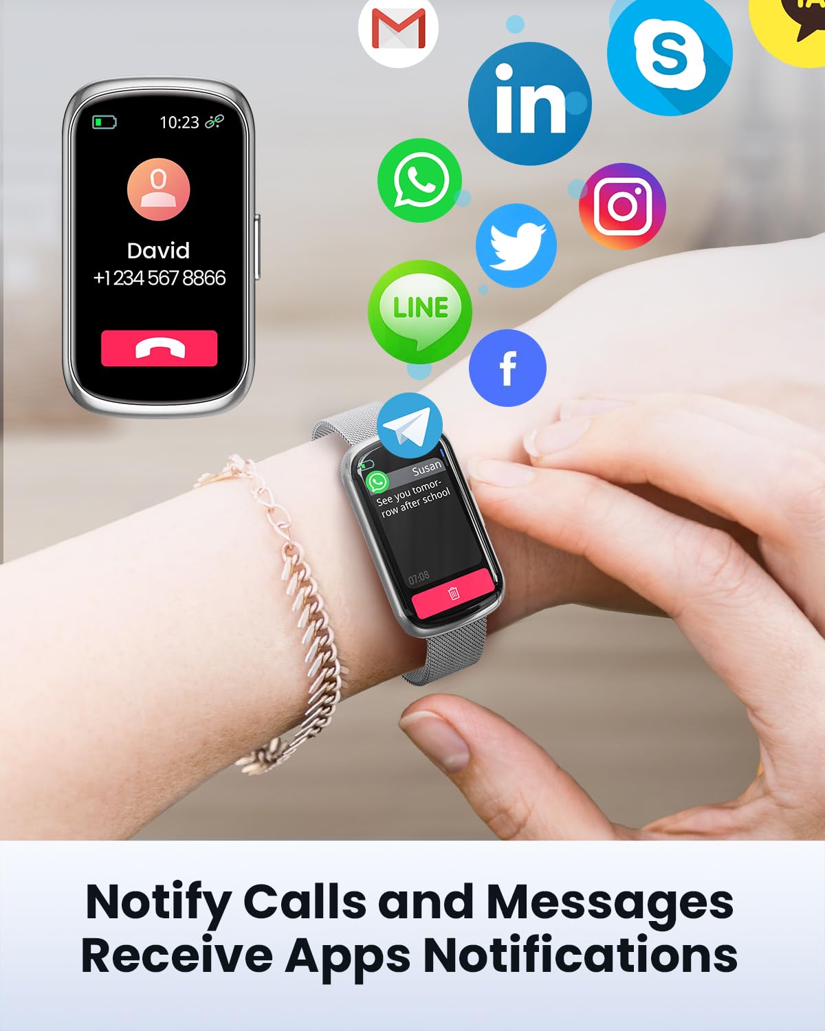 Fitness Tracker Smart Watch for Women & Men - 24/7 Heart Rate Monitor, Blood Oxygen & Sleep Tracker, Waterproof Activity Tracker with Calorie & Distance Pedometer, Compatible with Android & iPhone - Perfect for Running, Gym Workouts & Daily Health Monitoring