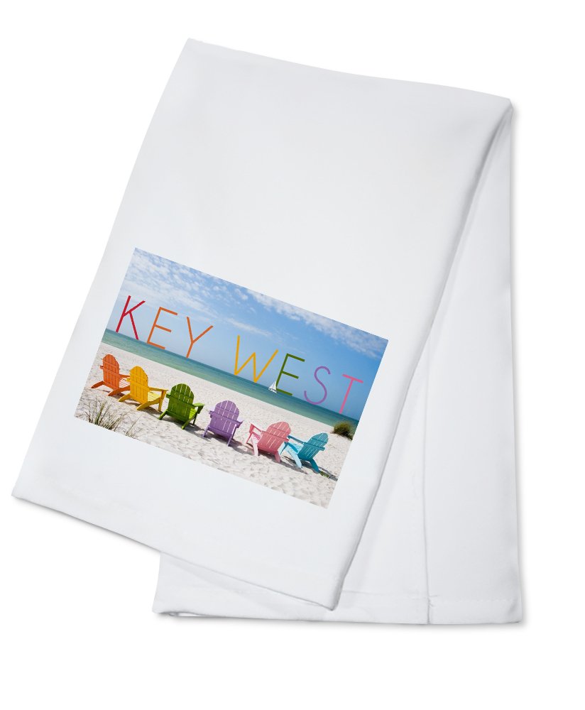 Key West Florida Colorful Beach Chairs - 100% Cotton Tea Towel Set | Decorative Hand Towels for Kitchen, Bathroom & Home Decor | Perfect for Beach House, Coastal Decor & Gift Giving