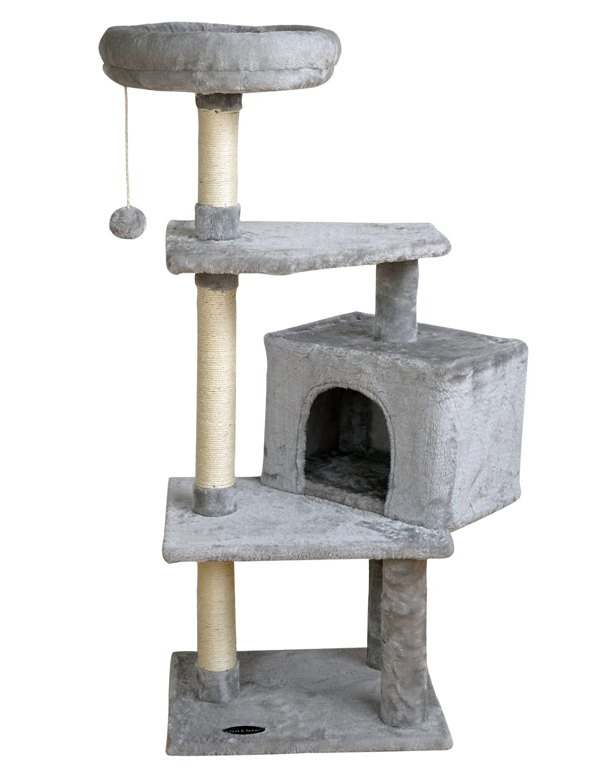 Premium Cat Tree Tower with Sisal Scratching Posts & Jump Platform - Multi-Level Cat Condo Furniture for Large Cats (Grey) - Perfect for Indoor Play, Climbing & Nap Spaces in Home or Office