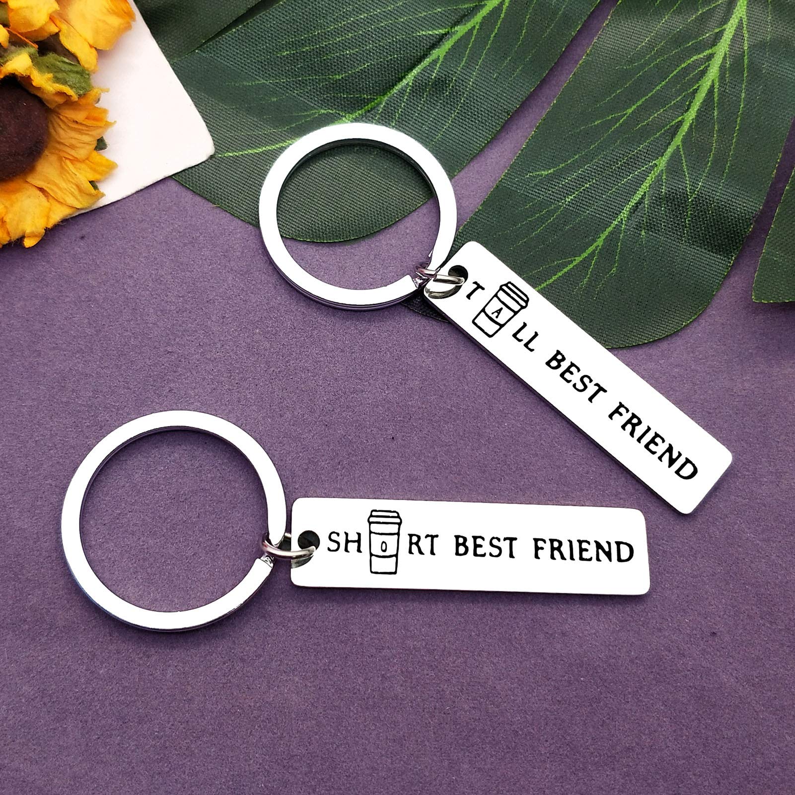 Best Friend Jewelry Keychain Set of 2 - Cute Coffee Lover Gifts for Women & Men - Sister Friendship Keyring for Birthday, Graduation - Perfect for Bestie, Couple & BFF Gifts (Ideal for Coffee Dates, Office Decor & Everyday Carry)