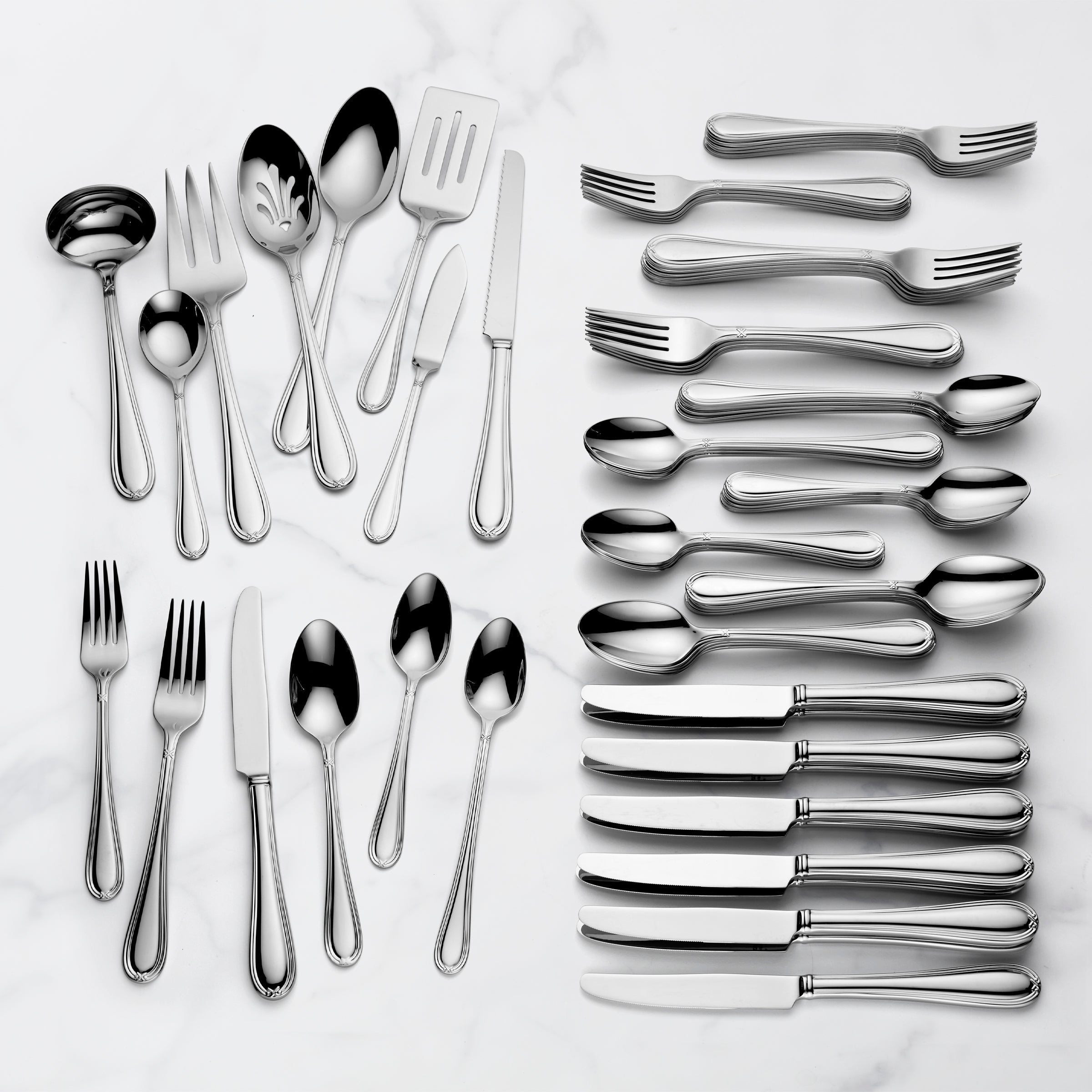 Ashbridge 80-Piece Stainless Steel Flatware Set - Service for 12, Mirror Polished Silverware with Knives, Forks, Spoons - Perfect for Dining, Parties, Weddings & Holiday Gatherings