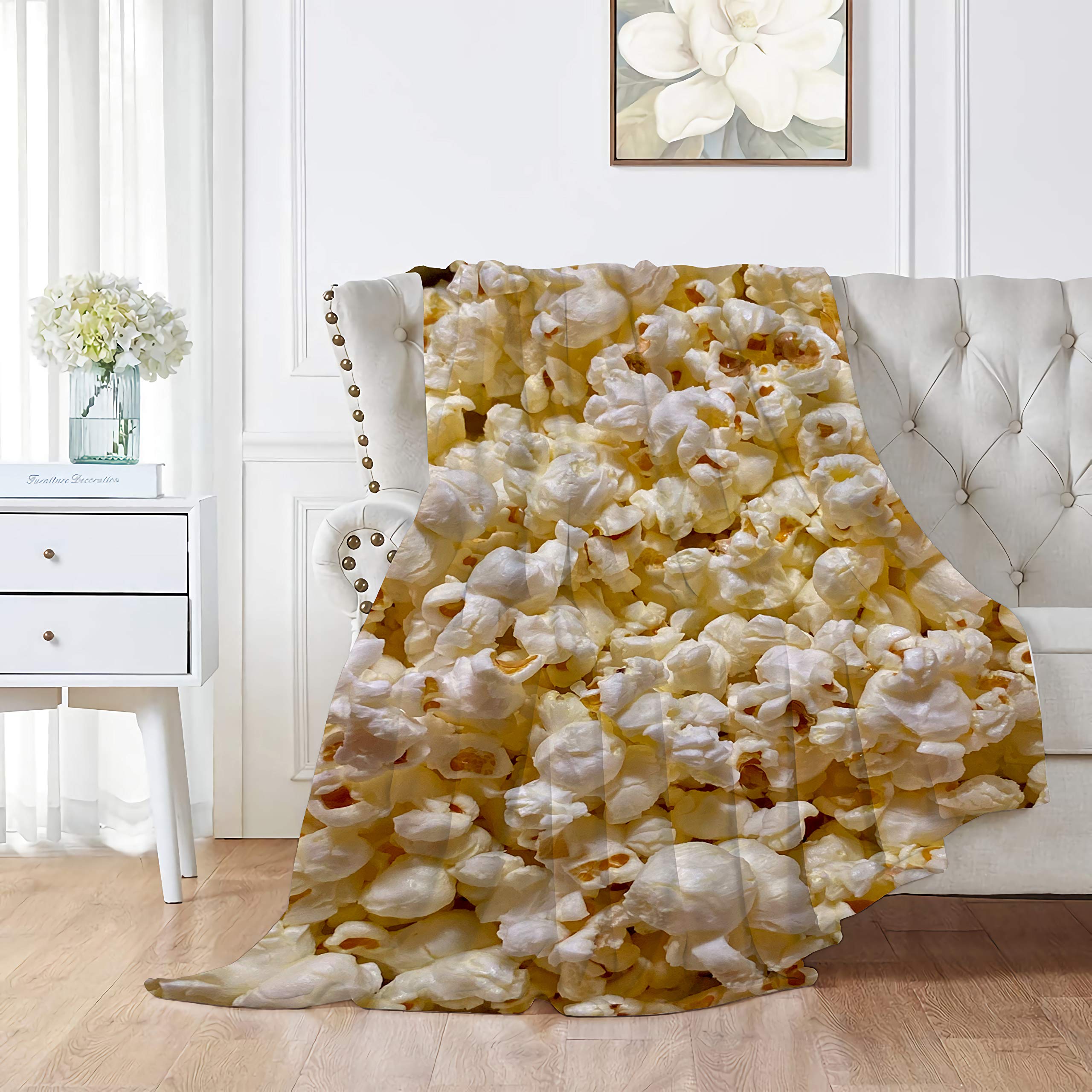 **MYSTCOVER Soft Flannel Popcorn Throw Blanket - 120x90 Inch Cozy Lightweight Microfiber Blanket for Couch, Sofa & Bed - All Season Warm Decorative Blanket for Adults, Perfect for Movie Nights & Relaxation**
