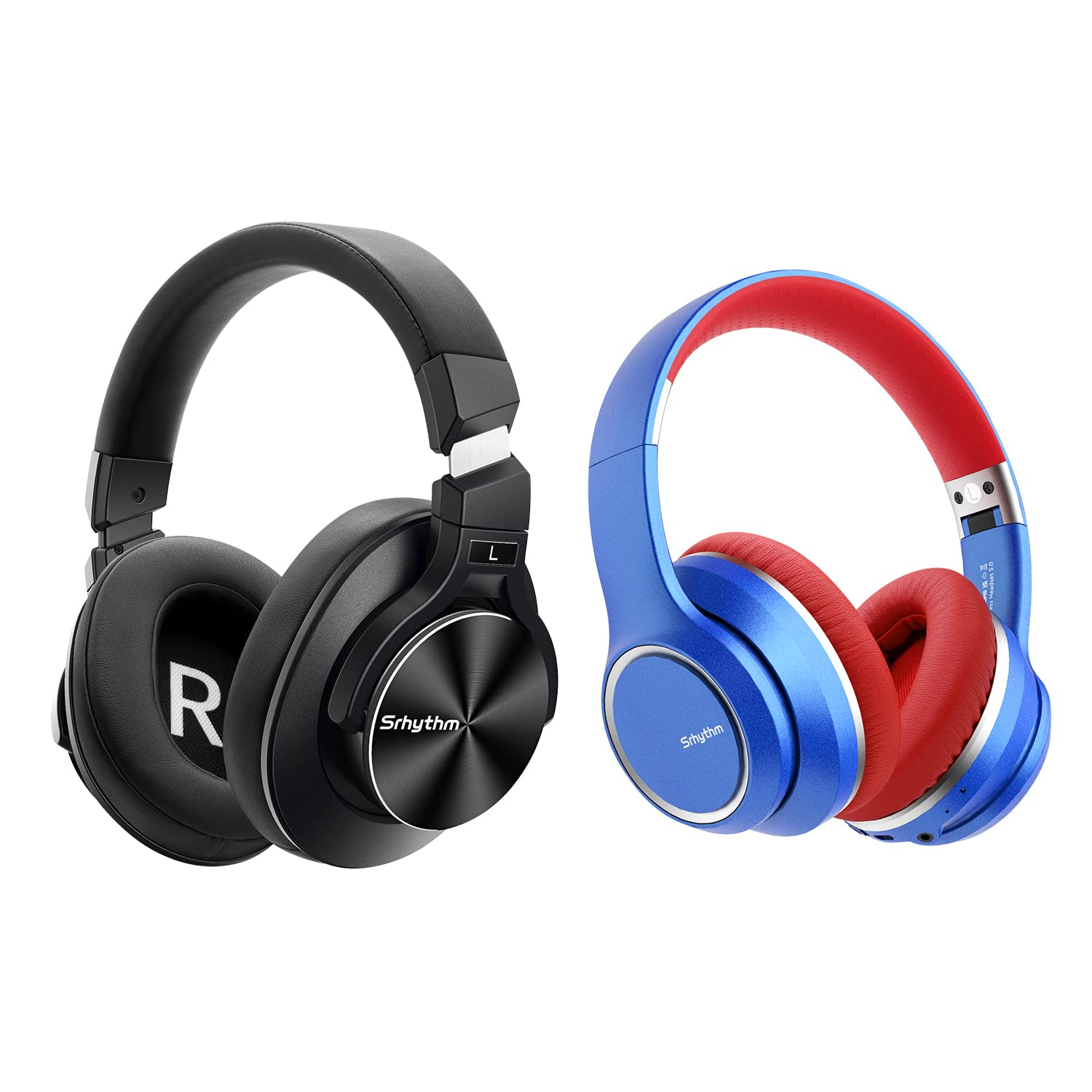 Srhythm NC75 Pro Active Noise Cancelling Bluetooth 5.0 Wireless Headphones - 40H Playtime, Hi-Fi Sound, Built-in Mic - Perfect for Online Classes, Home Office, Gaming, Travel & Commuting